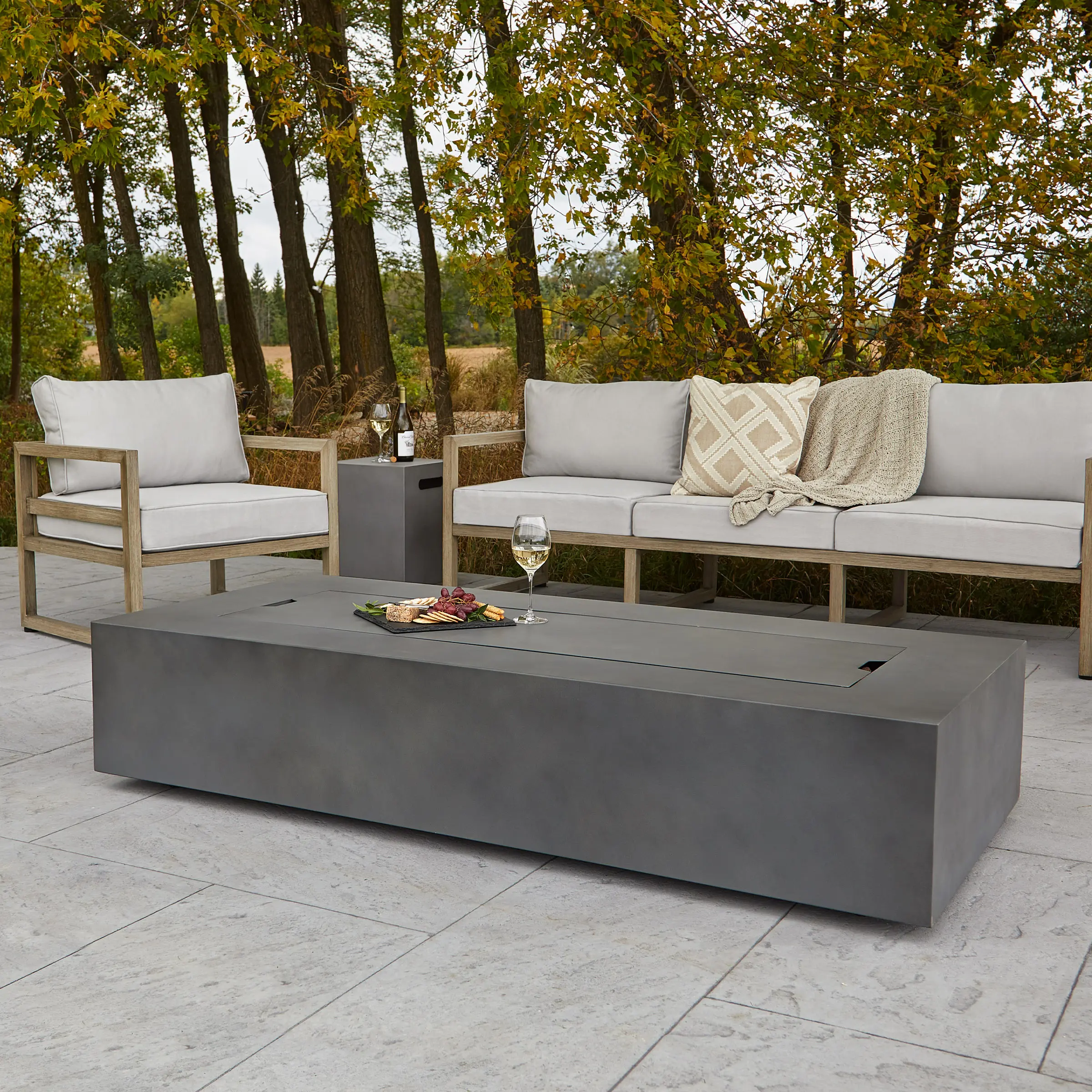 C9814LP-WSLT Aegean 70 Rectangle Gas Fire Pit Table in Weathered Slate-4