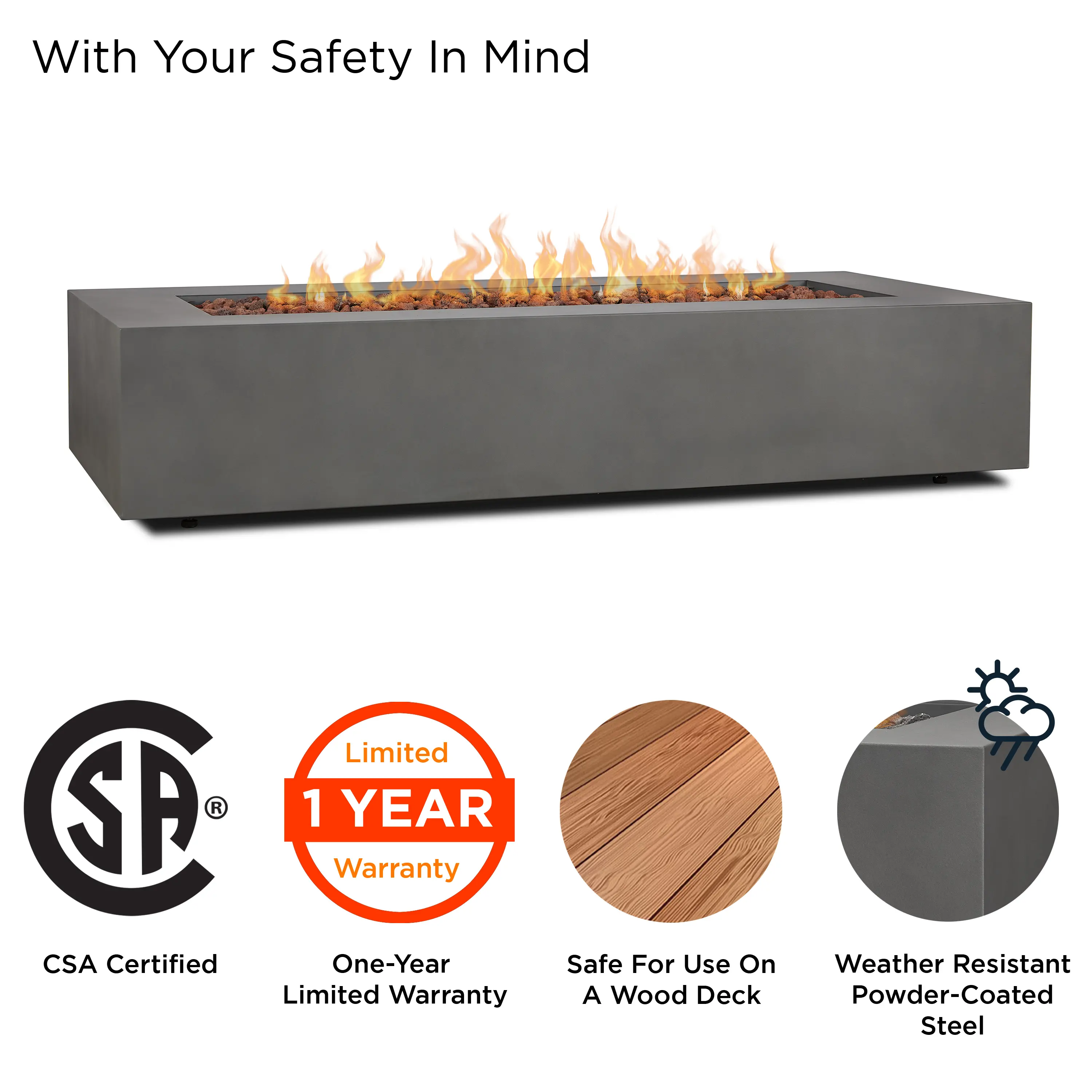 C9814LP-WSLT Aegean 70 Rectangle Gas Fire Pit Table in Weathered Slate-6