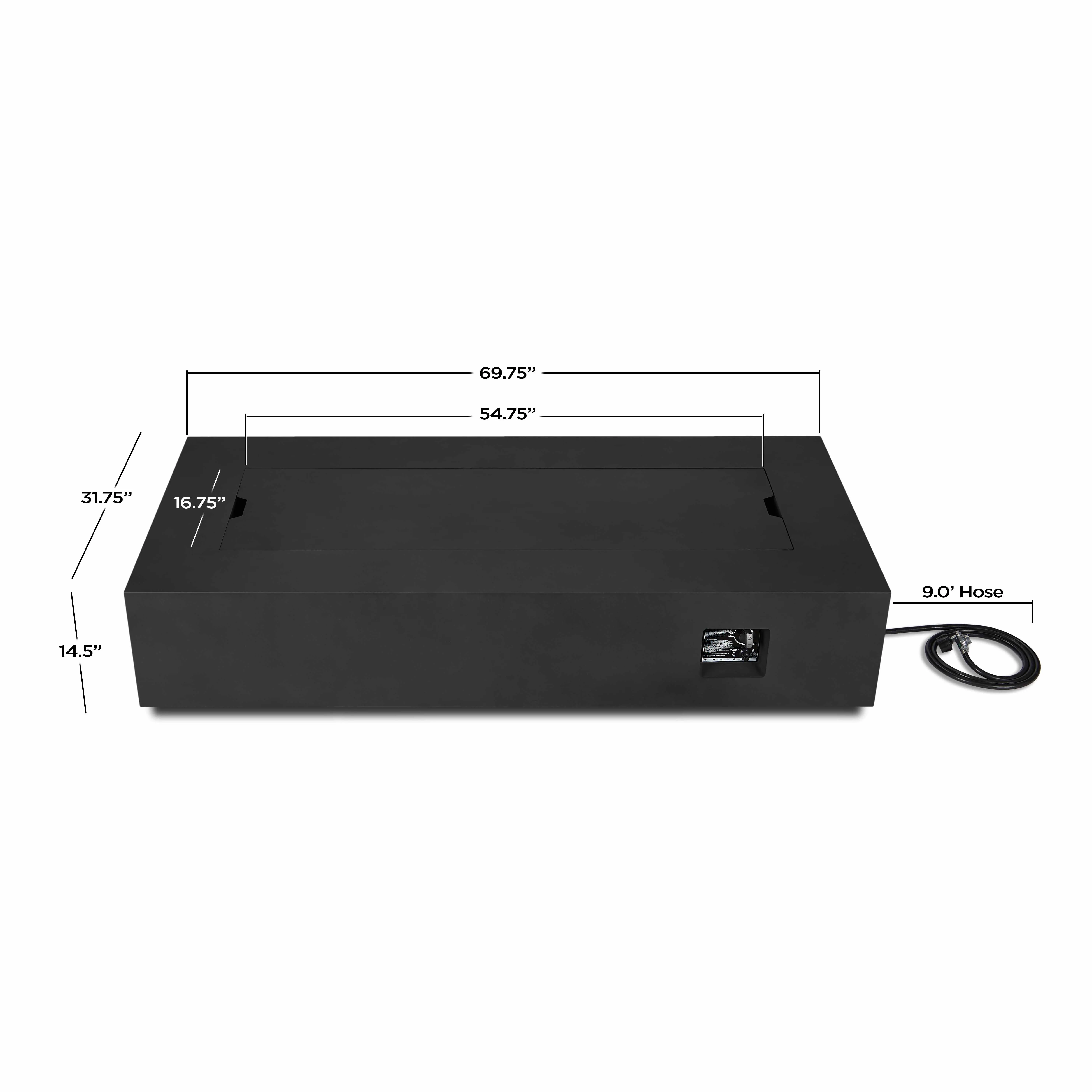 C9814LP-BLK Aegean 70 Rectangle Gas Fire Pit Table in Black-10
