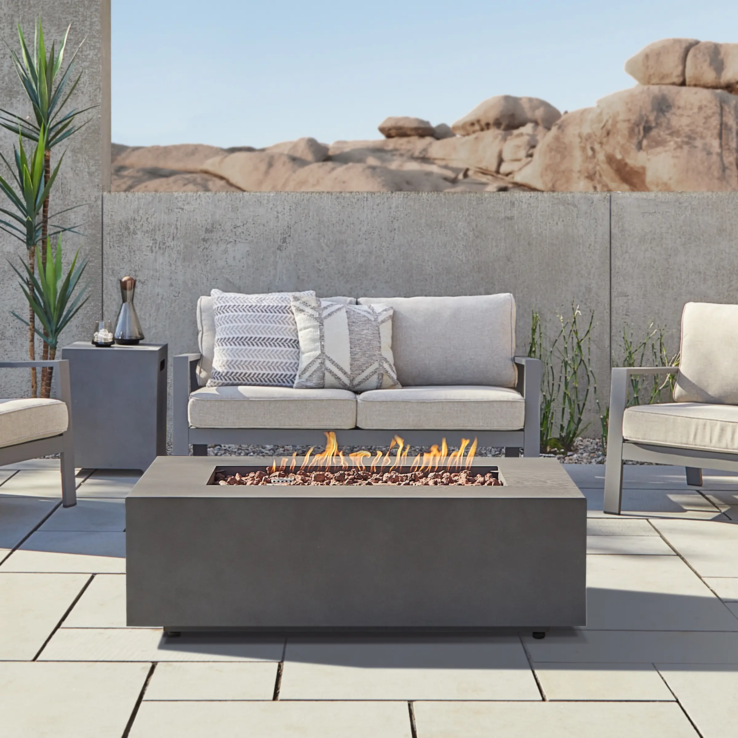 C9813LP-WSLT Aegean 50 Rectangle Gas Fire Pit Table in Weathered Slate-2