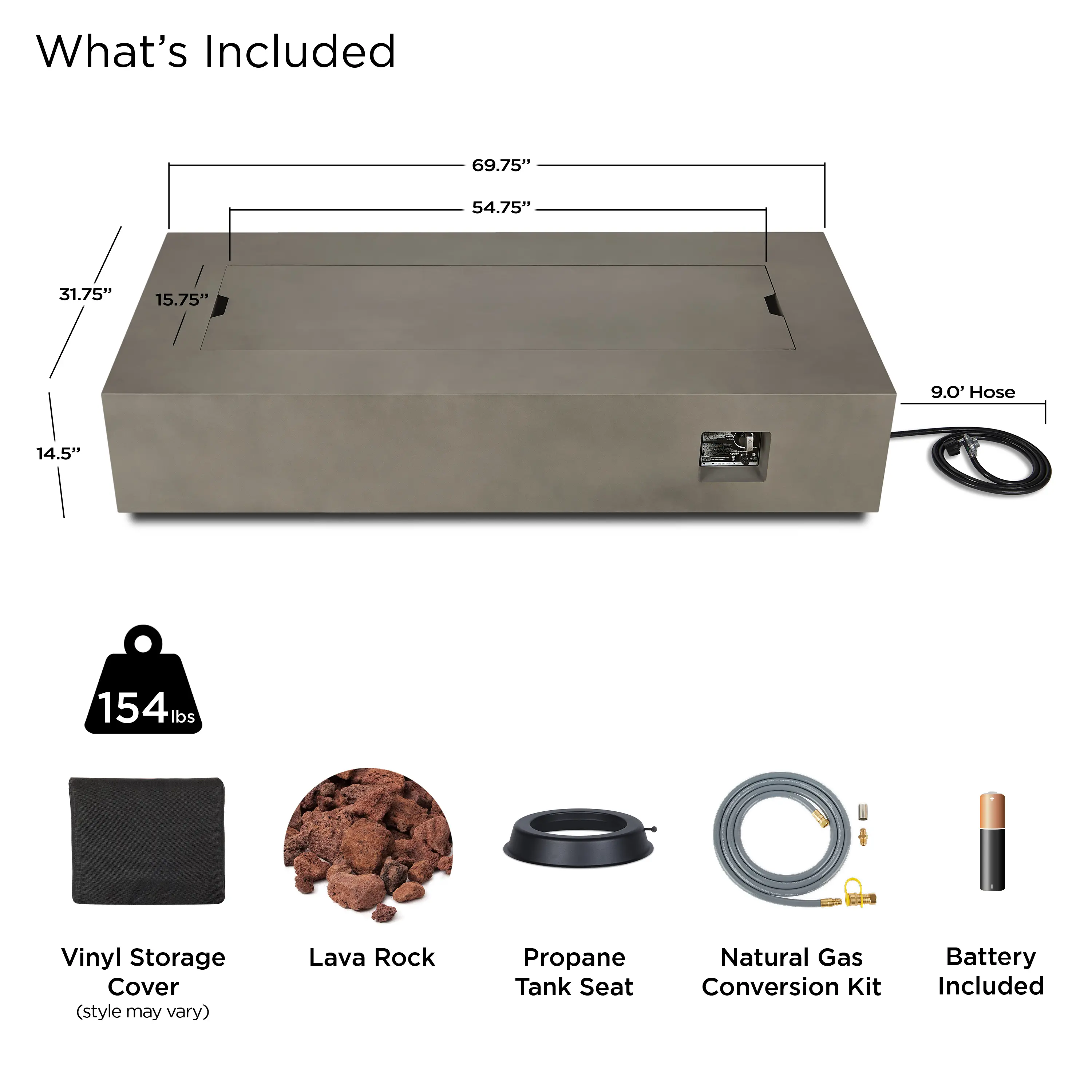 C9814LP-MGRY Aegean 70 Rectangle Gas Fire Pit Table in Mist Gray-11