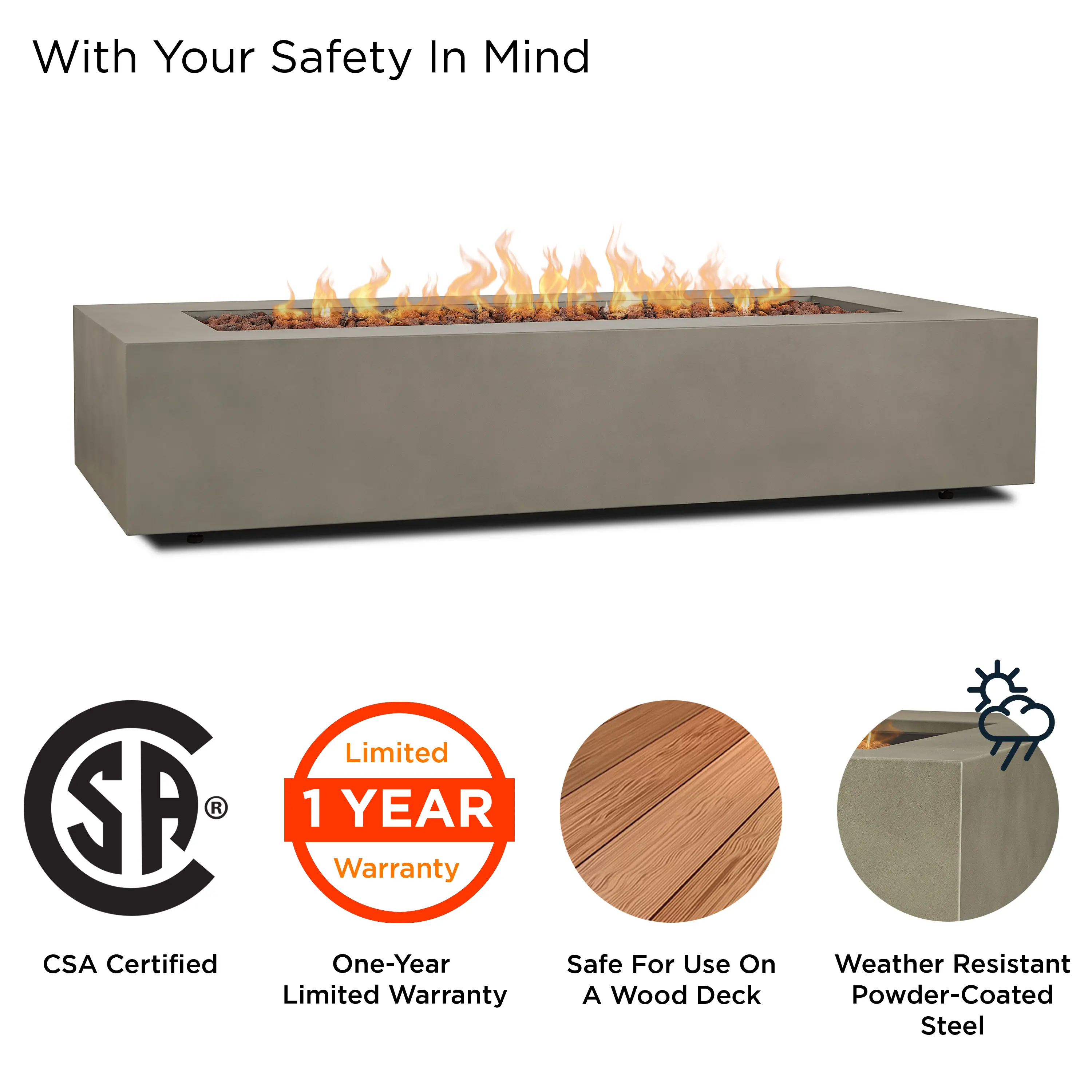 C9814LP-MGRY Aegean 70 Rectangle Gas Fire Pit Table in Mist Gray-4