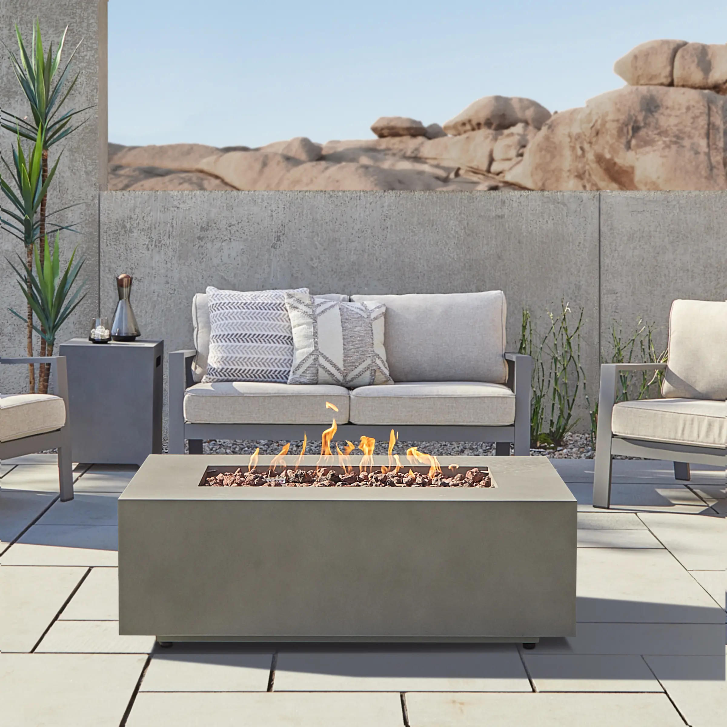 C9813LP-MGRY Aegean Mist Gray 50 Rectangle Gas Fire Pit Table-2