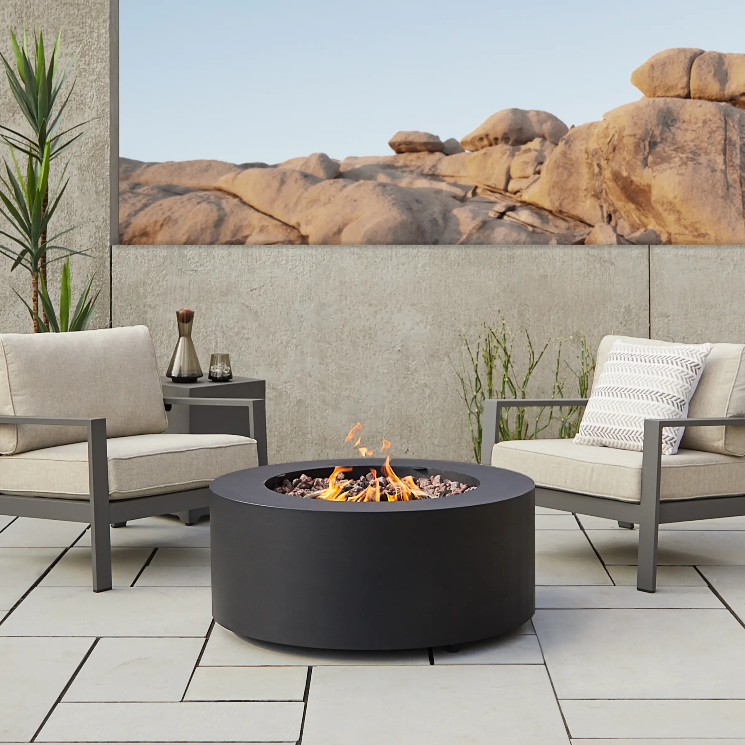 C9815LP-BLK Aegean 36 Round Steel Gas Fire Pit Table in Black-1