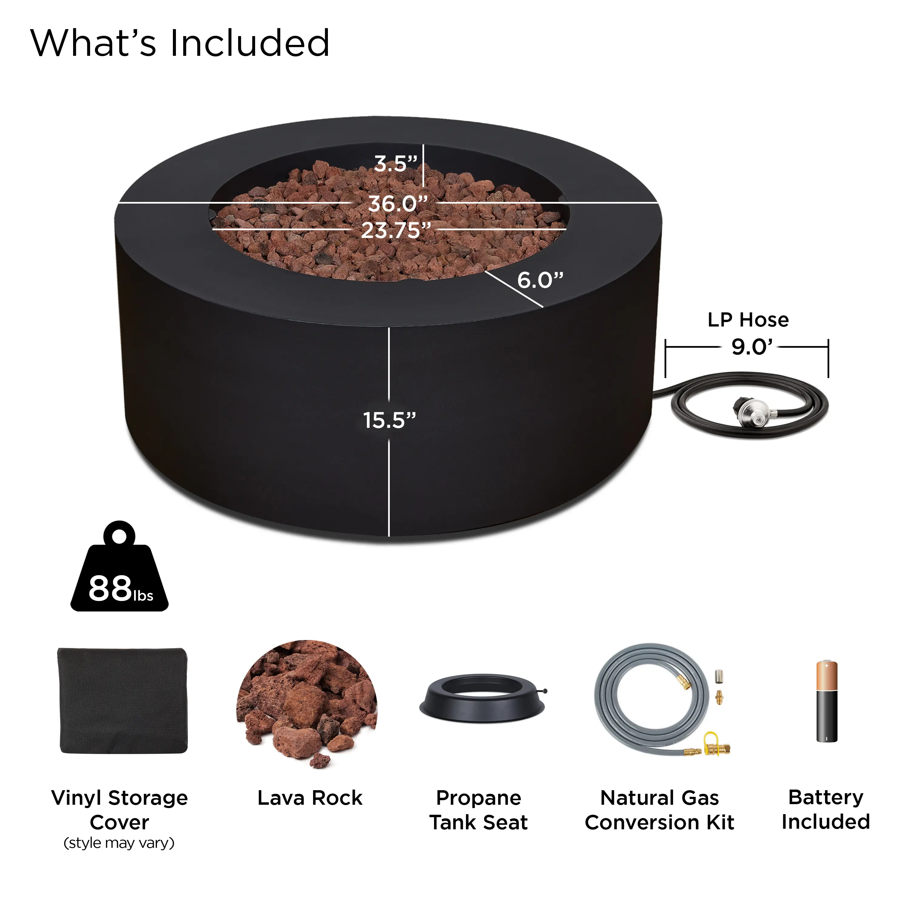 C9815LP-BLK Aegean 36 Round Steel Gas Fire Pit Table in Black-11
