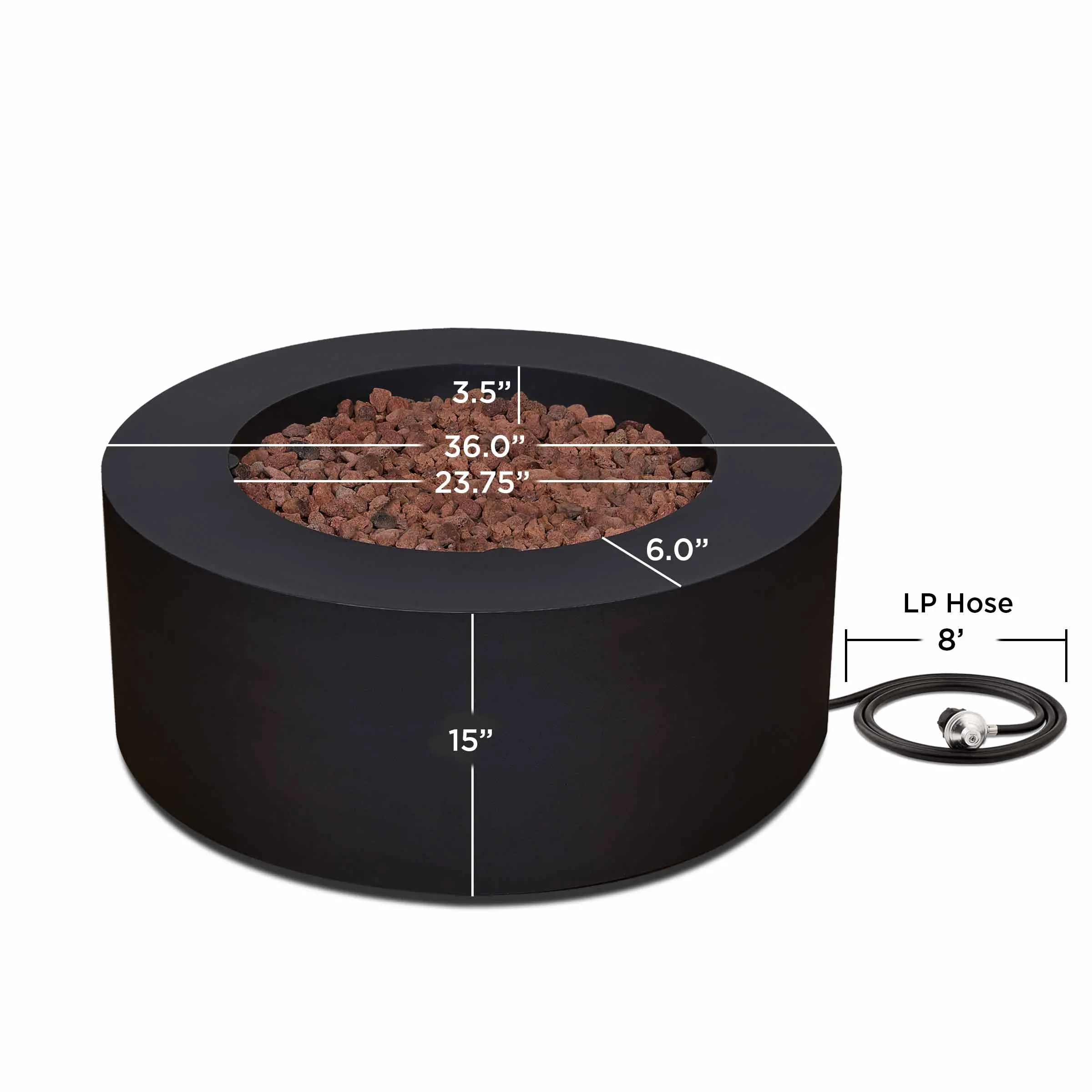 C9815LP-BLK Aegean 36 Round Steel Gas Fire Pit Table in Black-12