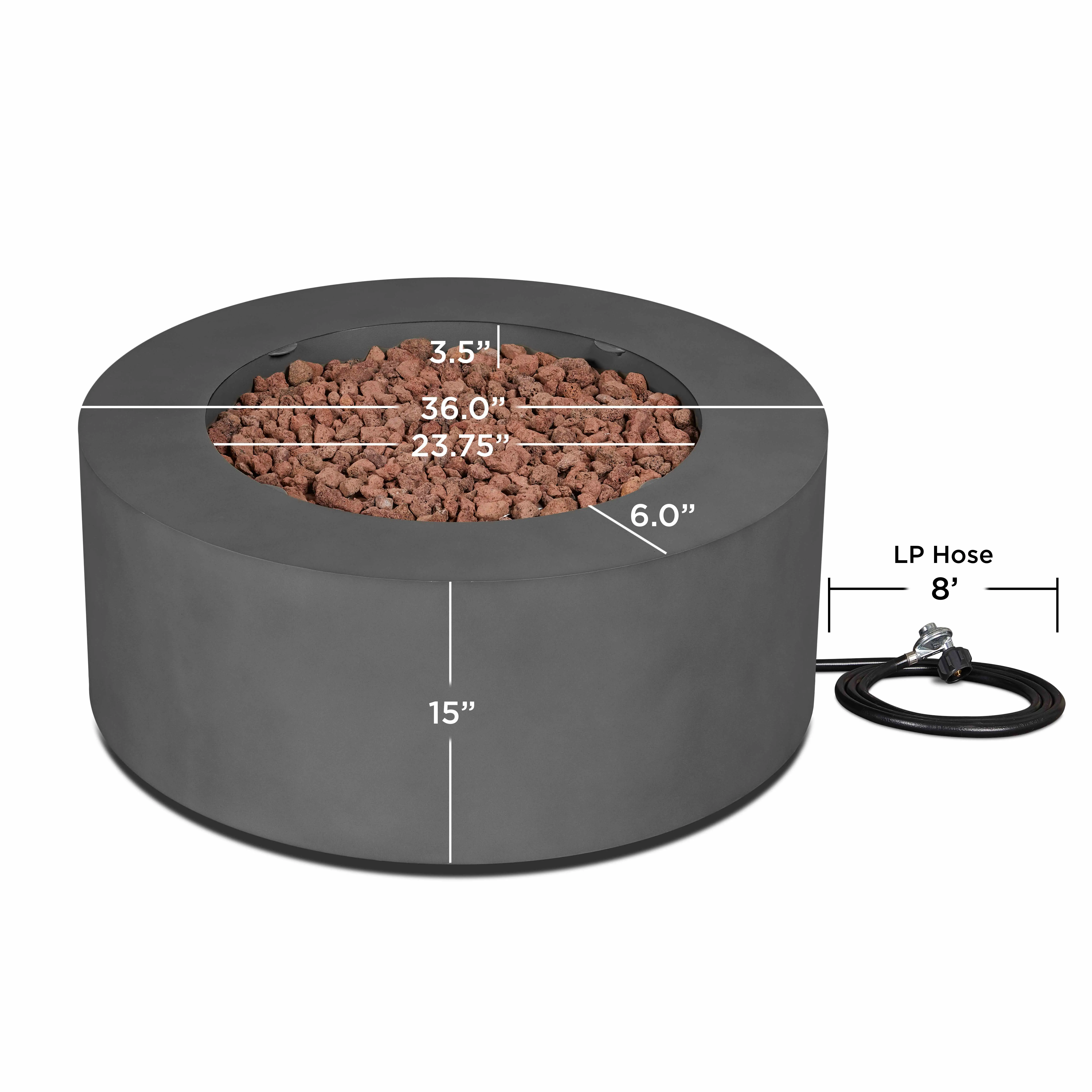 C9815LP-WSLT Aegean 36 Round Steel Gas Fire Pit Table in Weathered Slate-11