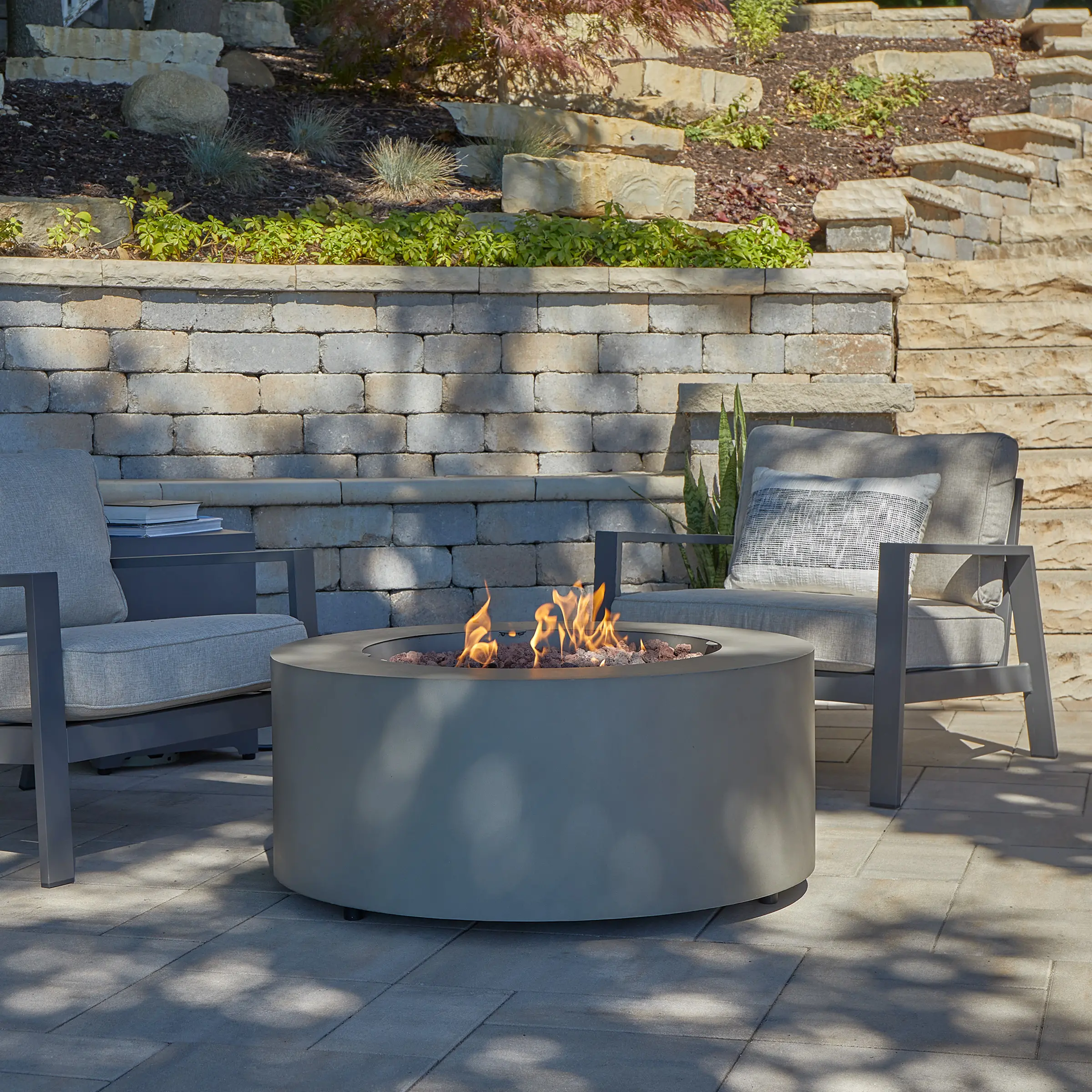C9815LP-WSLT Aegean 36 Round Steel Gas Fire Pit Table in Weathered Slate-3