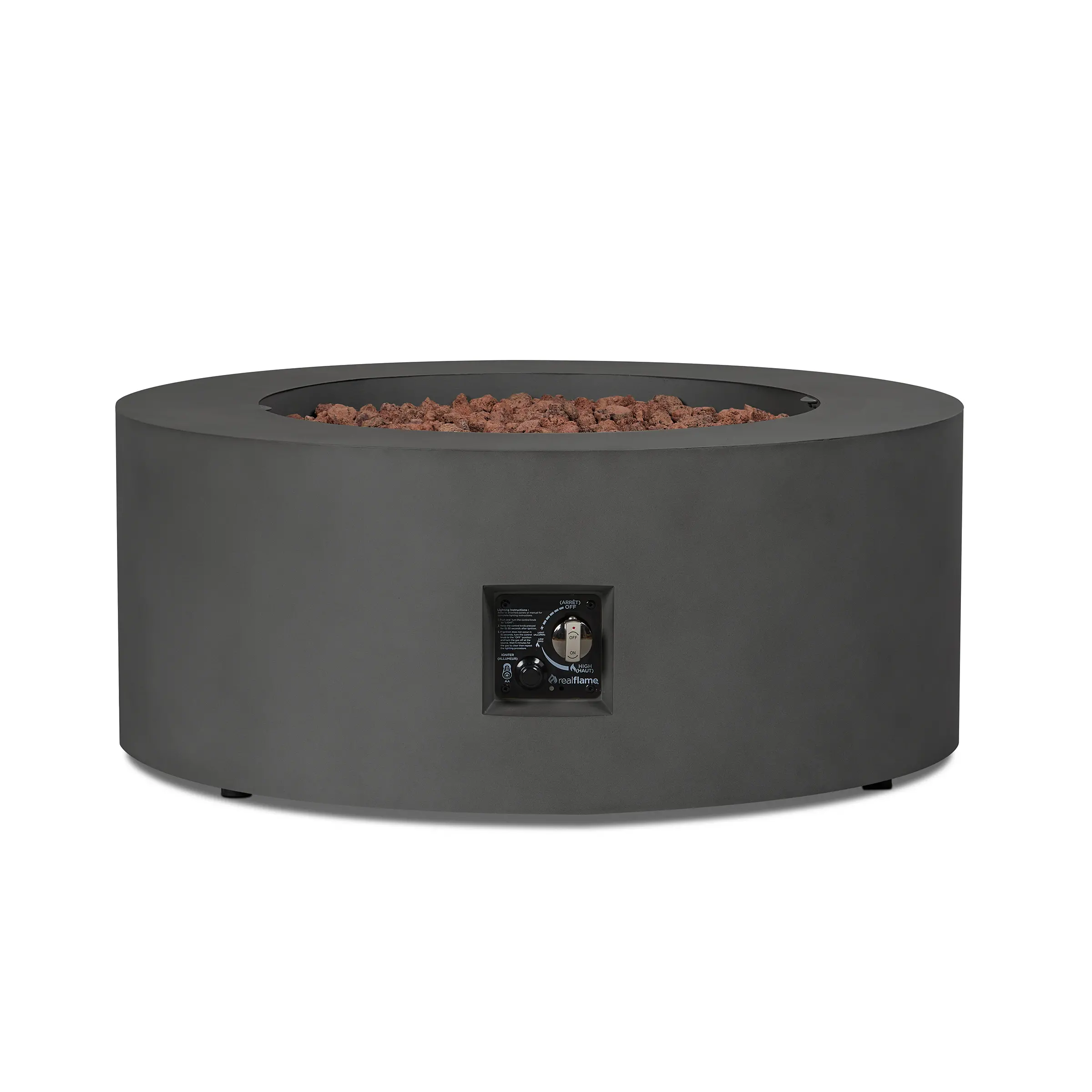 C9815LP-WSLT Aegean 36 Round Steel Gas Fire Pit Table in Weathered Slate-8