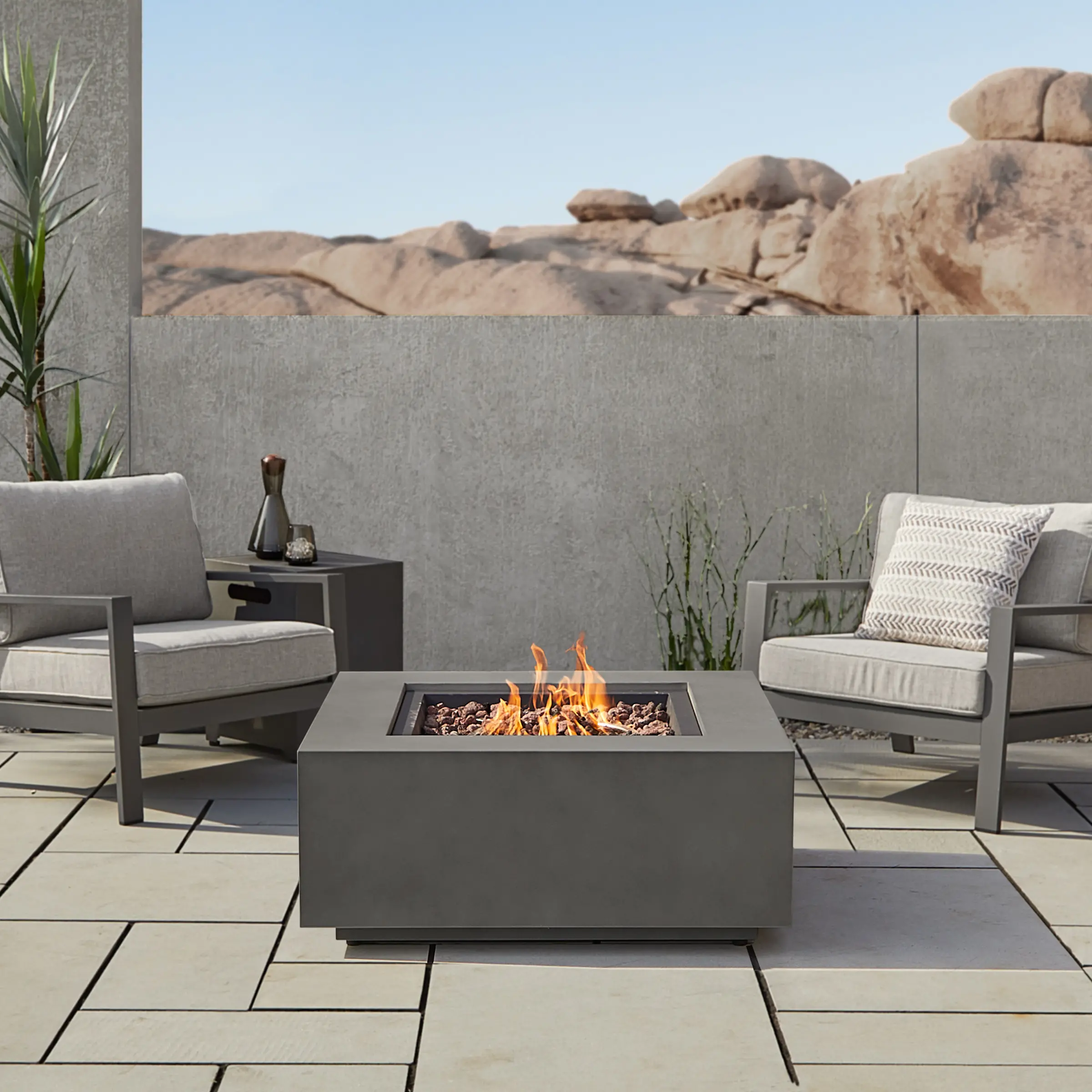 C9812LP-WSLT Aegean 36 Square Steel Gas Fire Pit Table in Weathered Slate-2