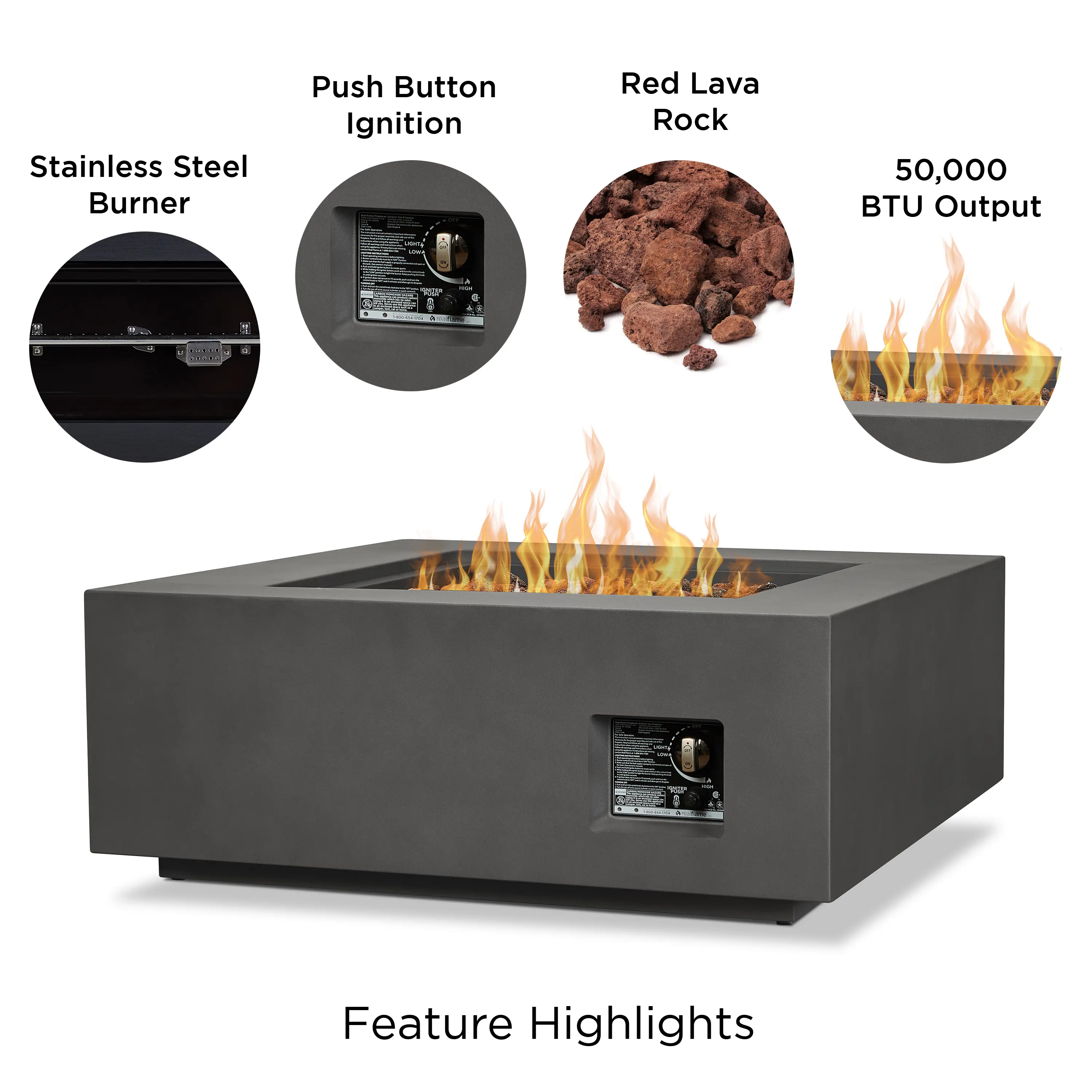 C9812LP-WSLT Aegean 36 Square Steel Gas Fire Pit Table in Weathered Slate-3