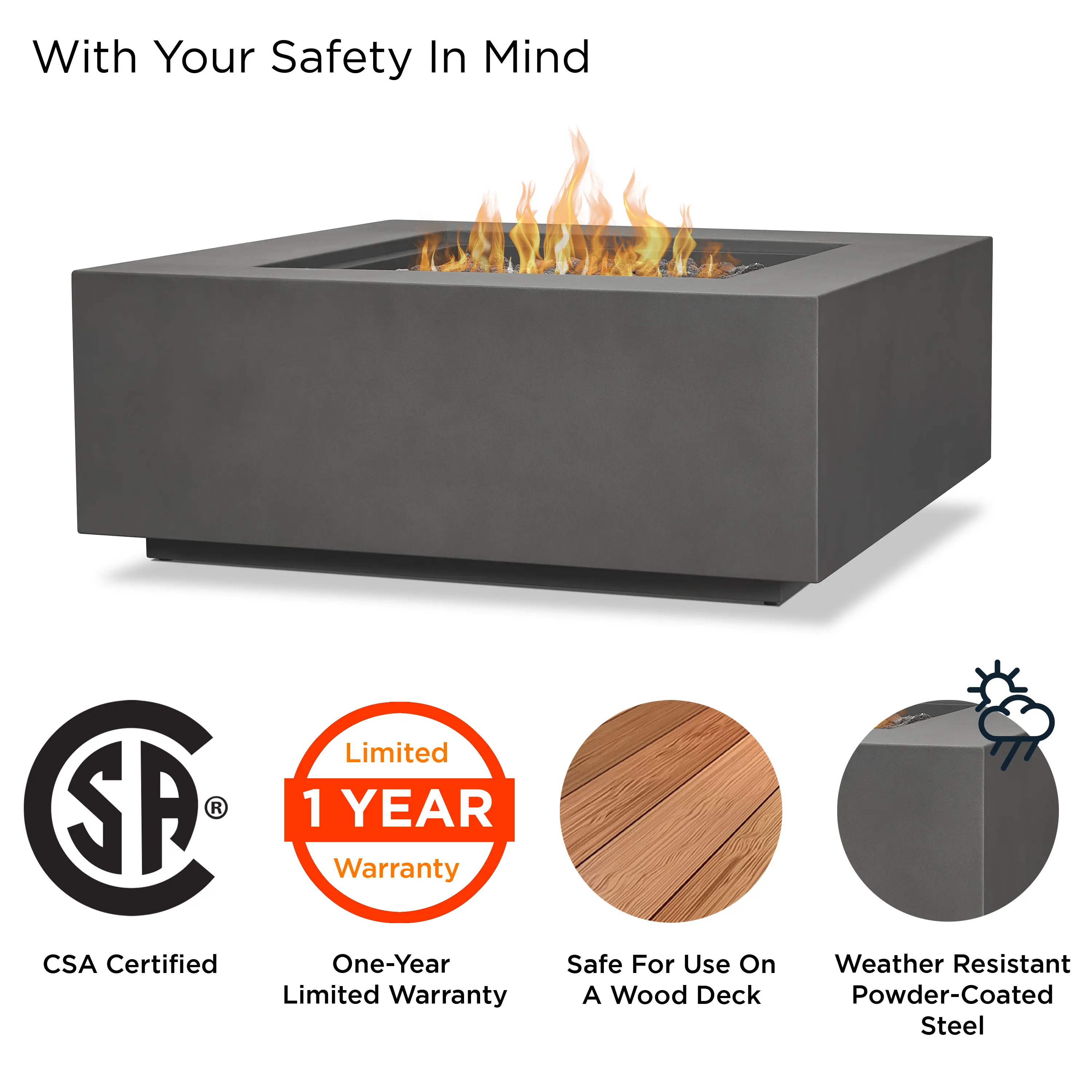 C9812LP-WSLT Aegean 36 Square Steel Gas Fire Pit Table in Weathered Slate-4