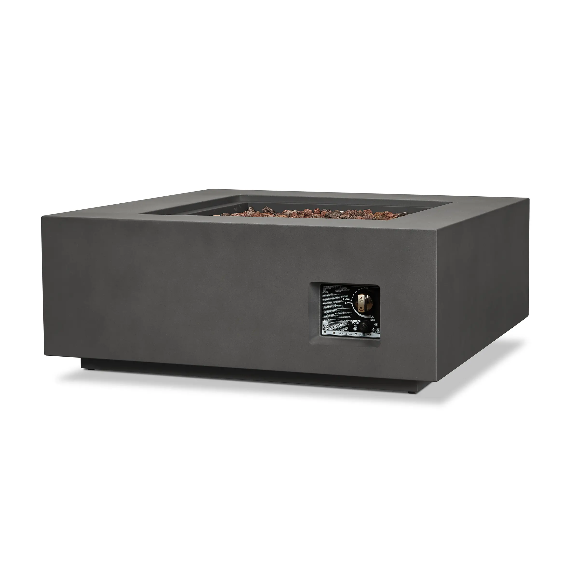 C9812LP-WSLT Aegean 36 Square Steel Gas Fire Pit Table in Weathered Slate-8