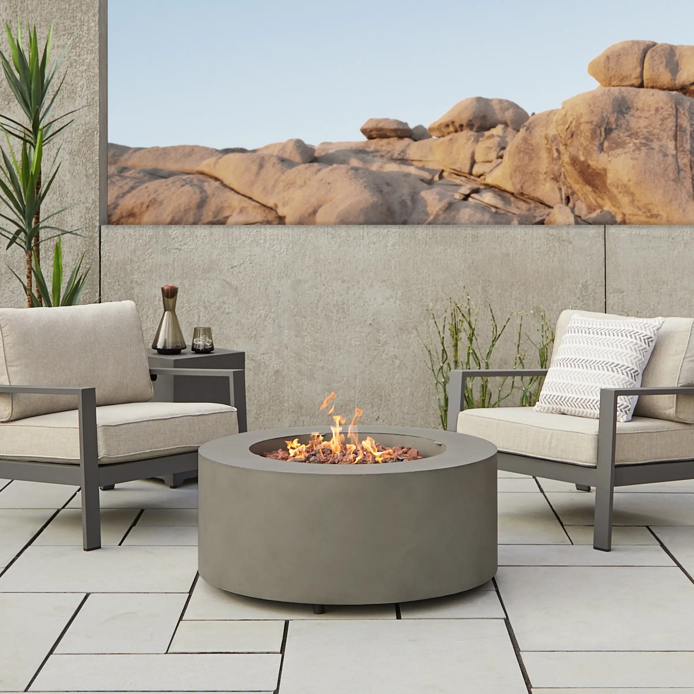C9815LP-MGRY Aegean 36 Round Steel Gas Fire Pit Table in Mist Gray-2