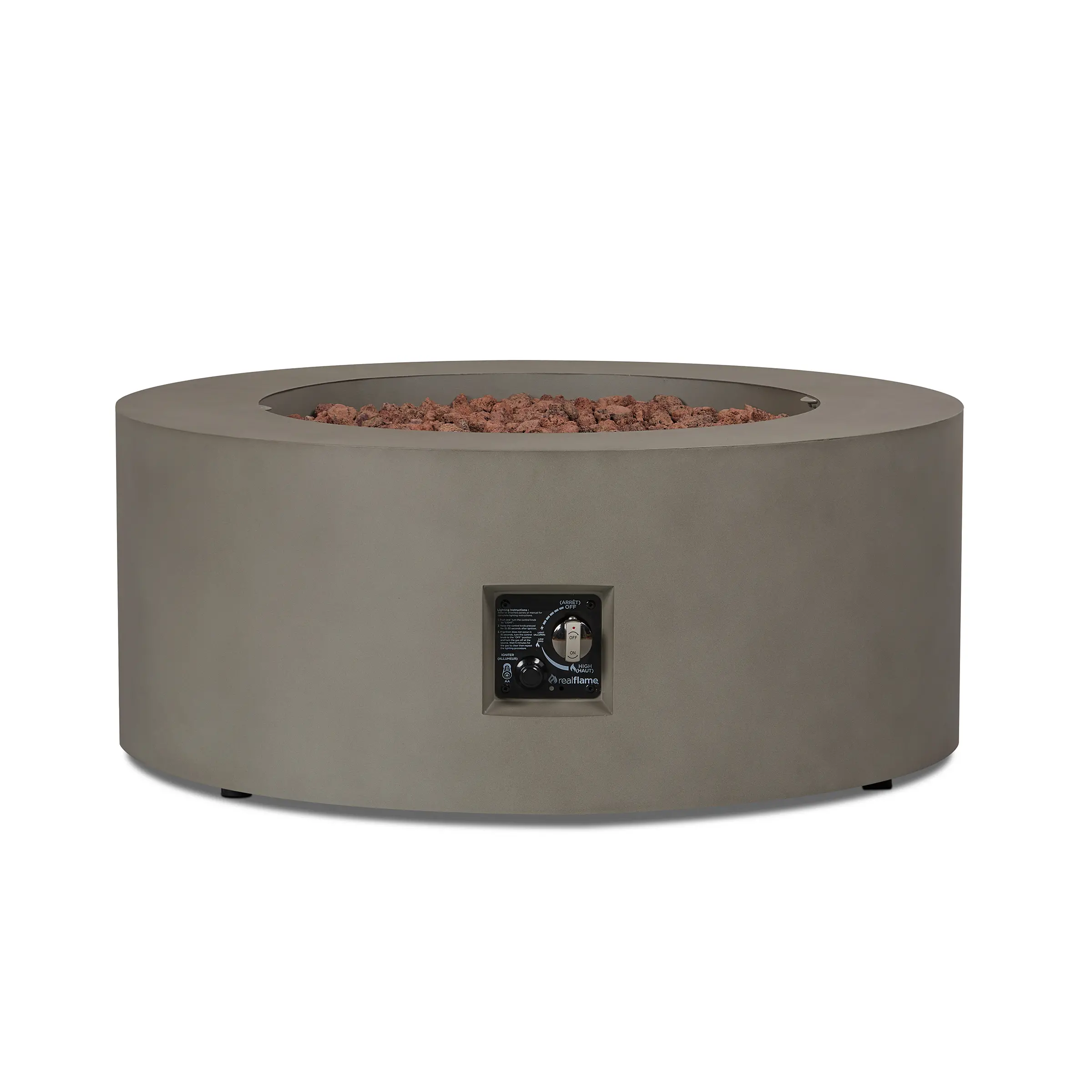 C9815LP-MGRY Aegean 36 Round Steel Gas Fire Pit Table in Mist Gray-6