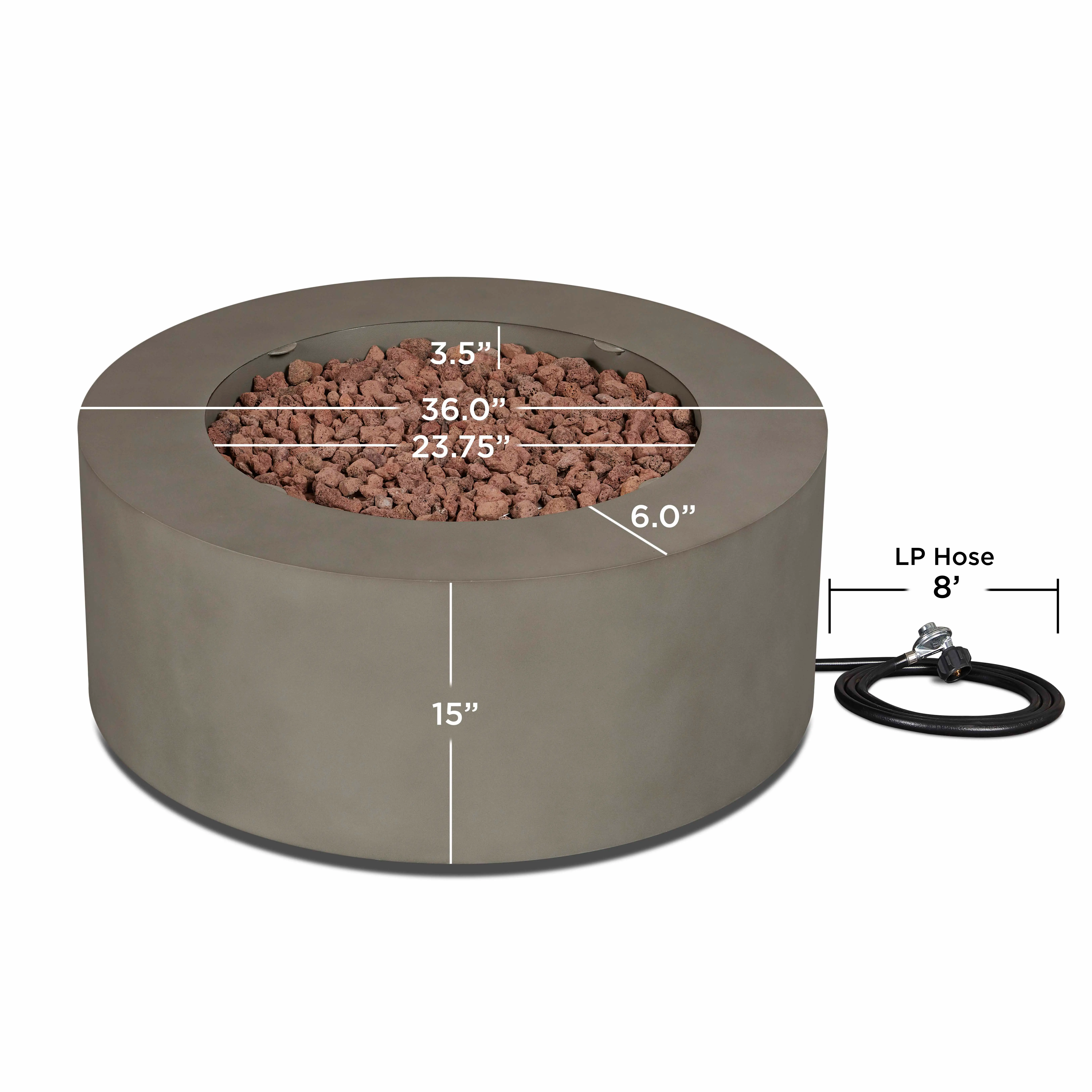 C9815LP-MGRY Aegean 36 Round Steel Gas Fire Pit Table in Mist Gray-9
