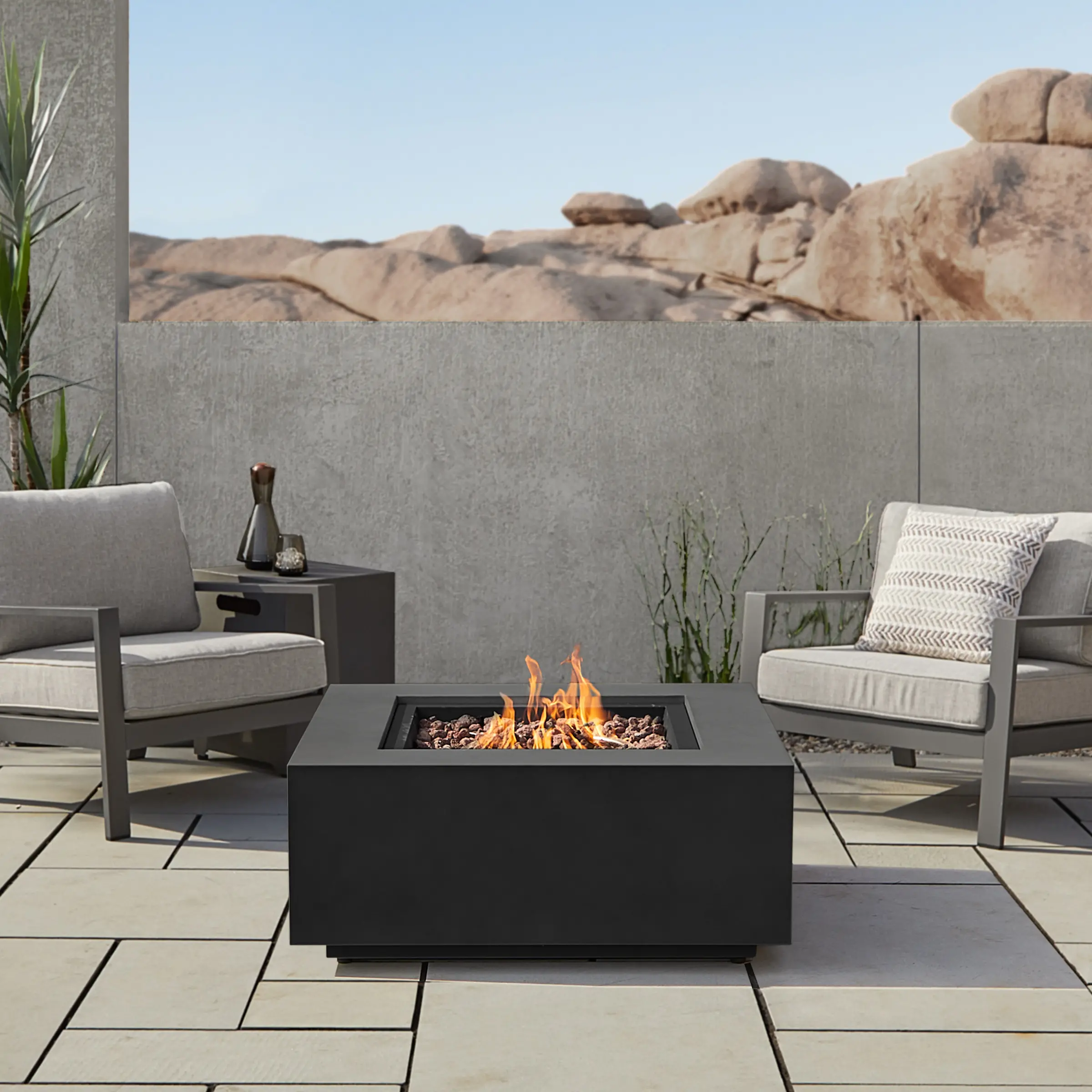 C9812LP-BLK Aegean 36 Square Steel Gas Fire Pit Table in Black-2