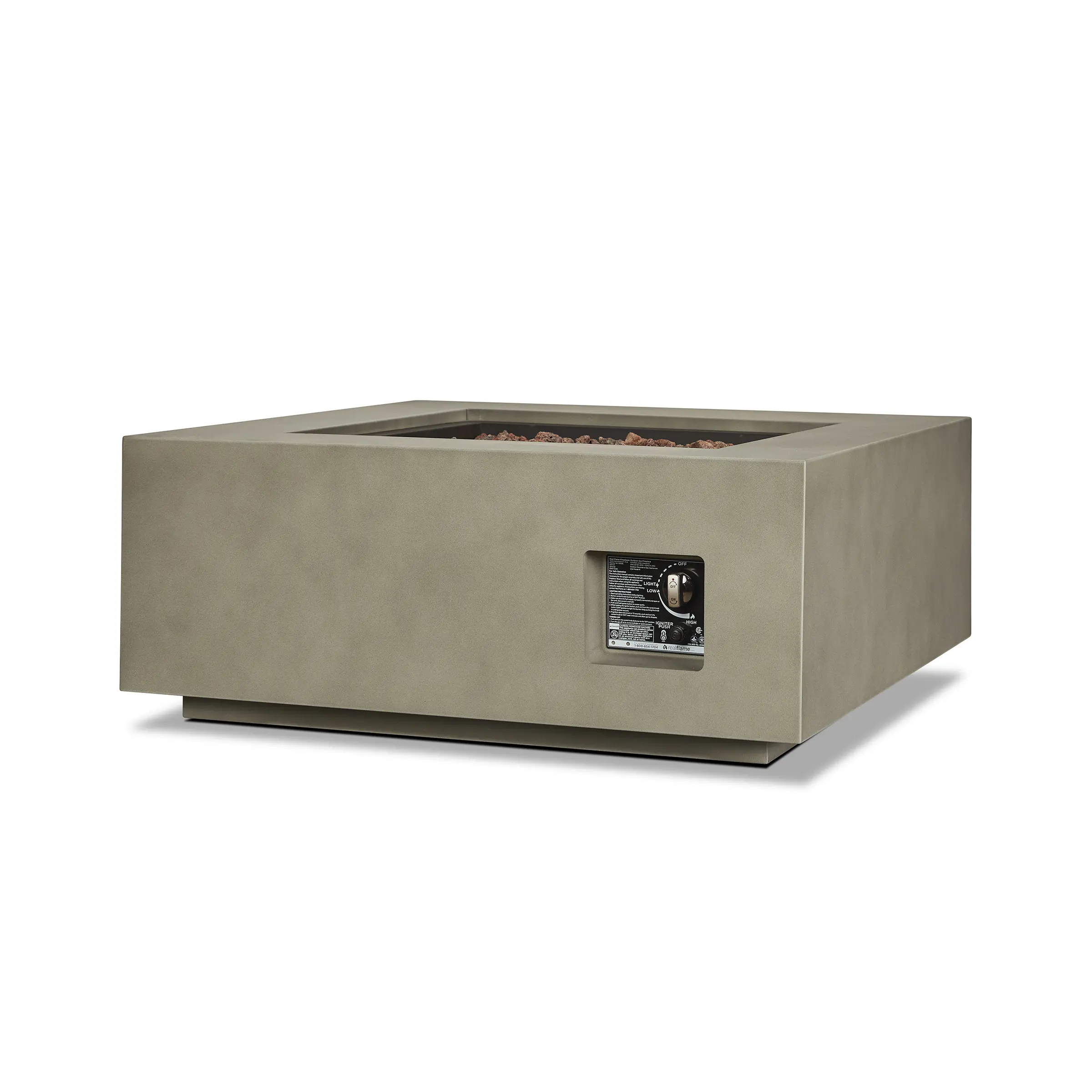 C9812LP-MGRY Aegean 36 Square Steel Gas Fire Pit Table in Mist Gray-9