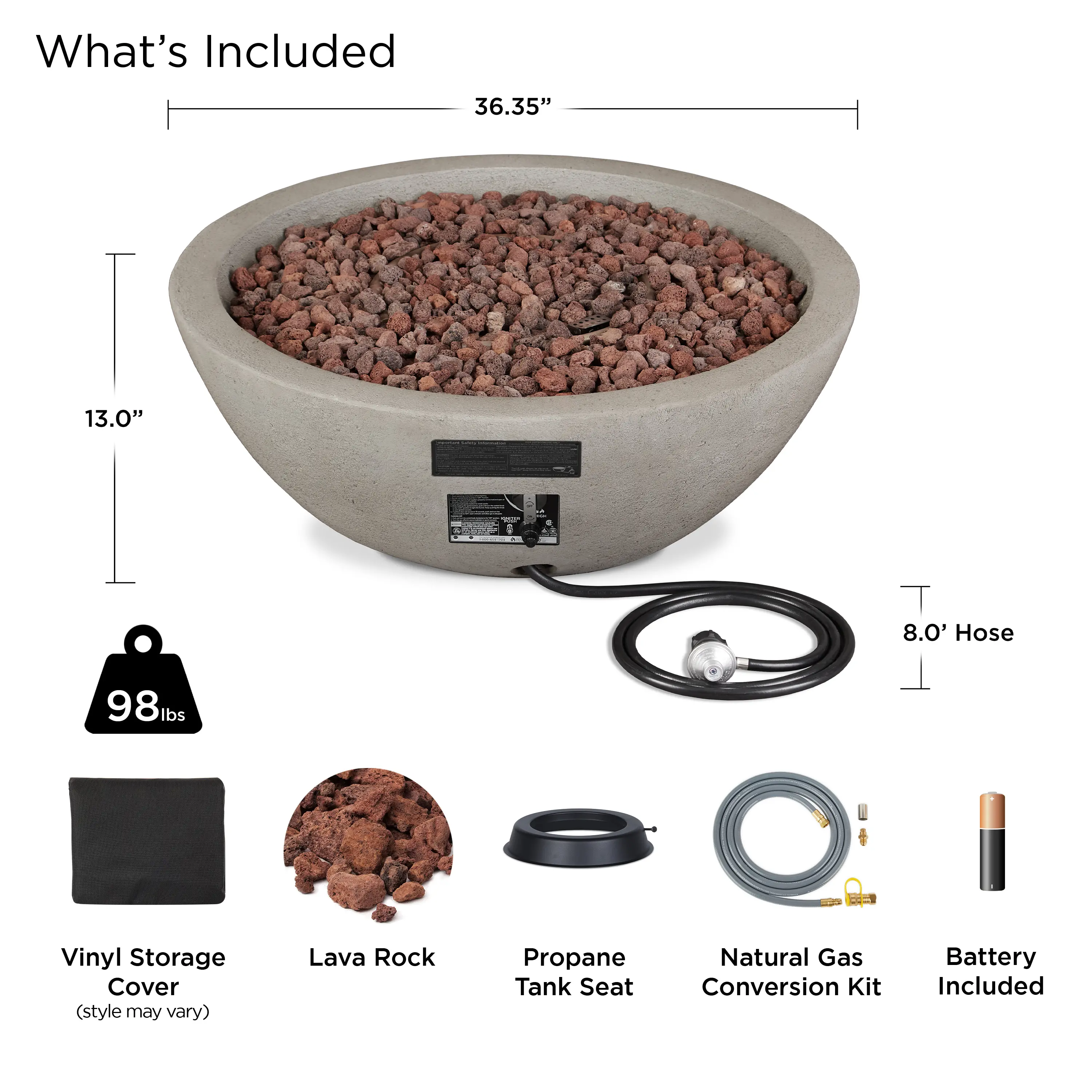 C539LP-GLG Riverside 36 Round Concrete Gas Fire Pit in Glacier Gray-7