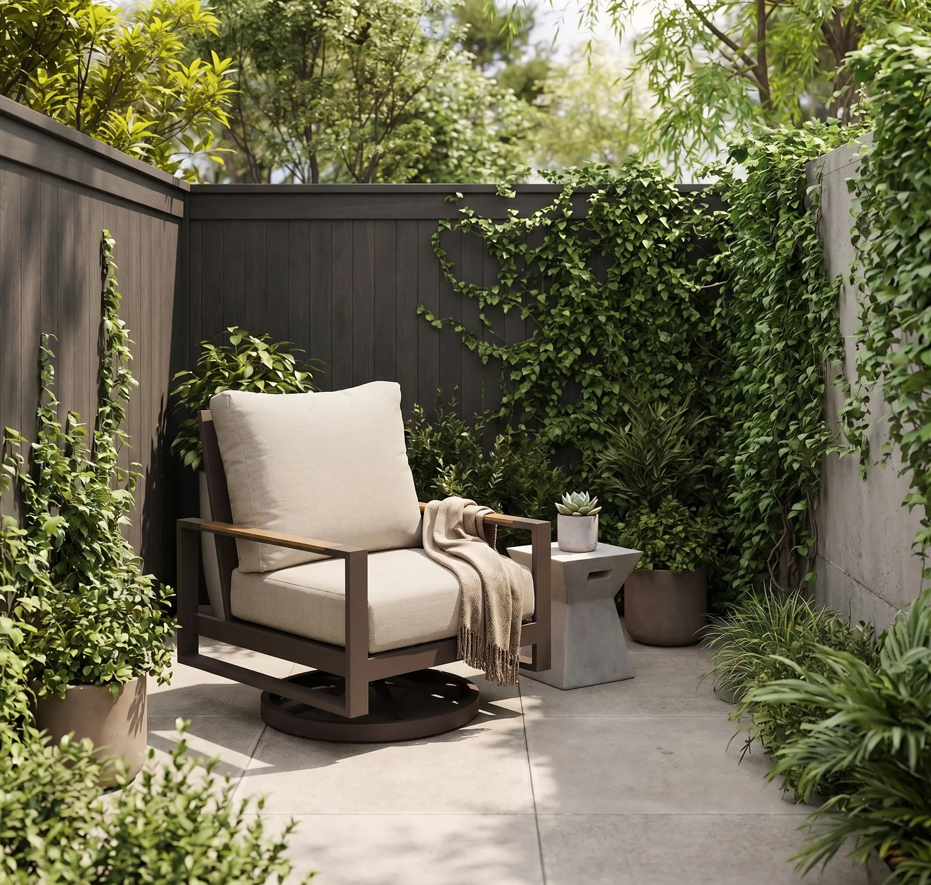 Hudson Beige Patio Lounge Chair with Motion-2