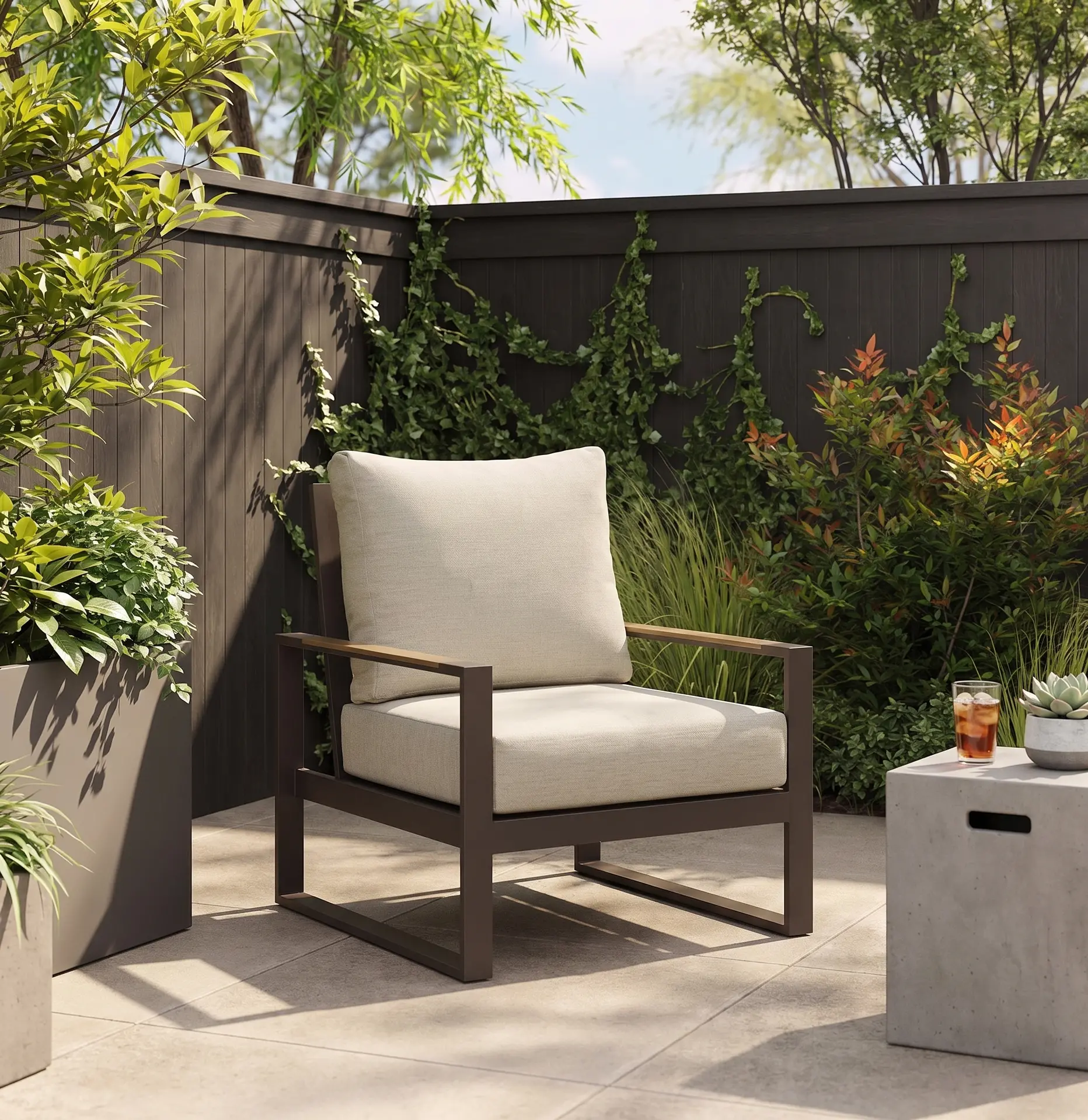 Hudson Beige Patio Lounge Chair-2