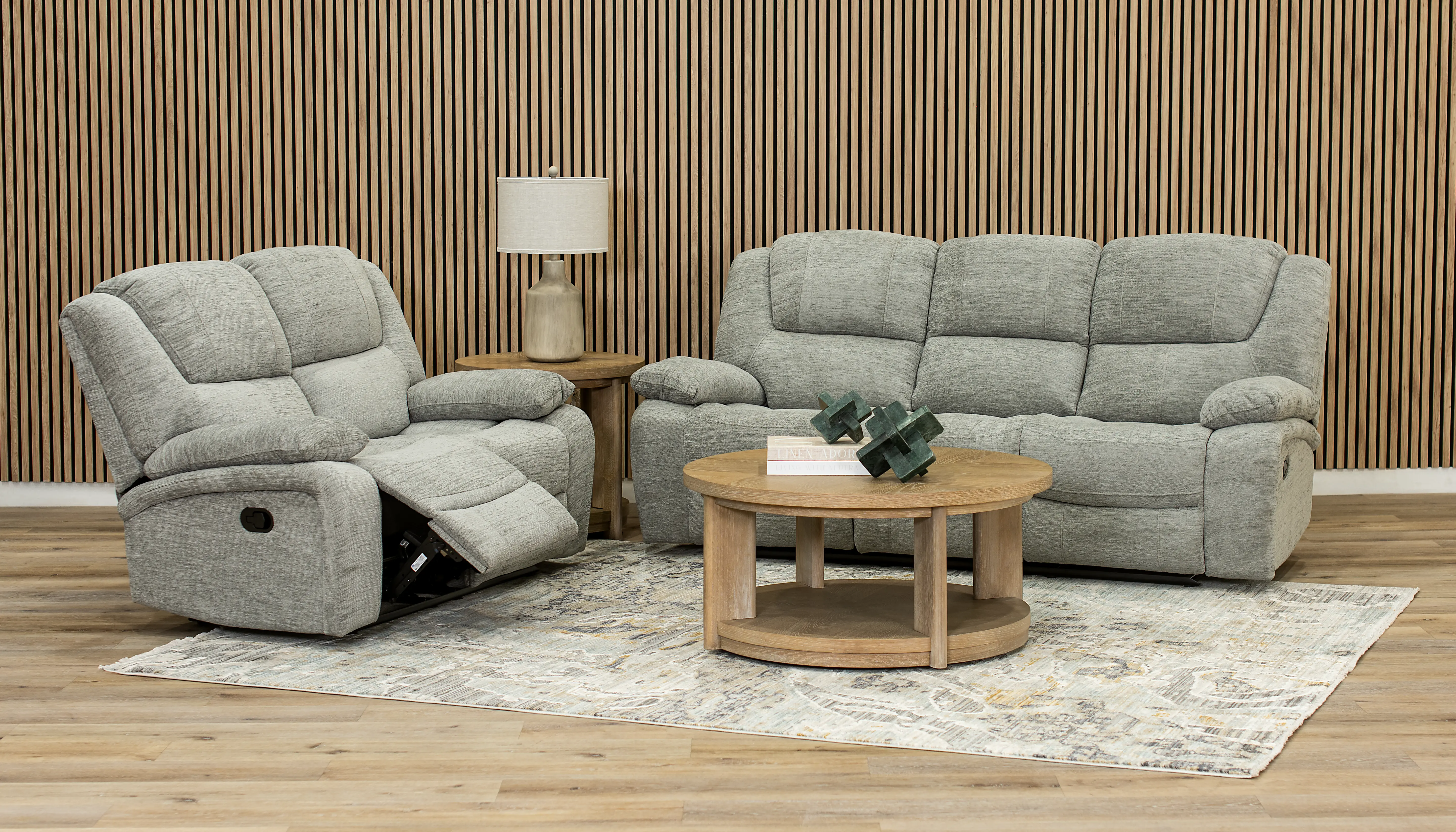 Hyde Park Tweed Gray Reclining Loveseat-2