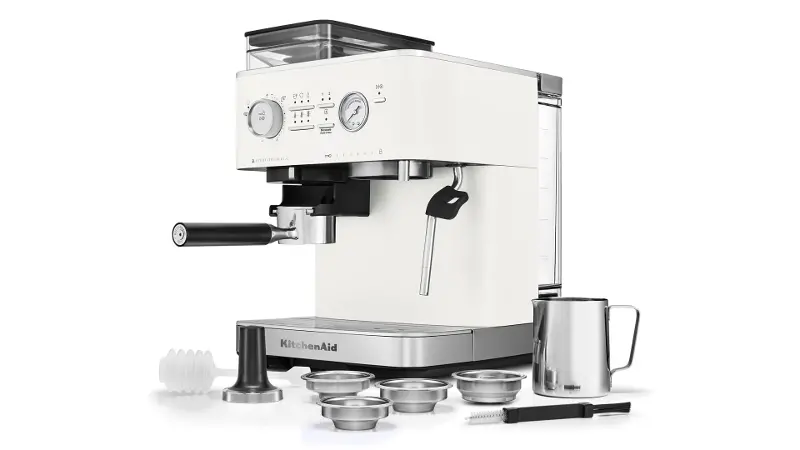 KitchenAid Semi-Automatic Espresso Machine with Burr Grinder - White