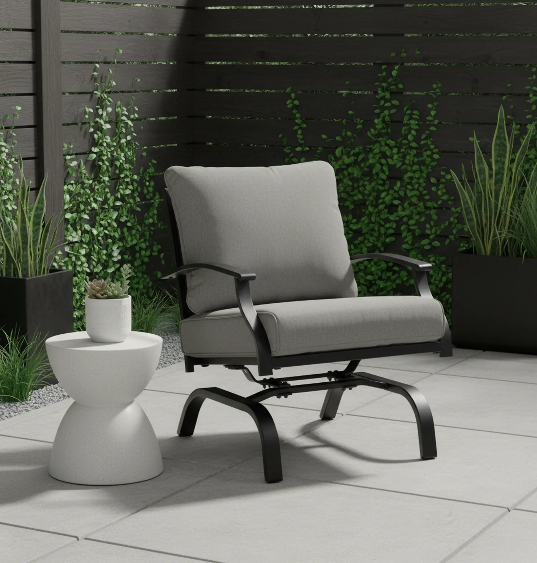 Franklin Gray Patio Club Chair with Motion-2