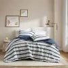 Queen Blue Stripe Comforter 3-Piece Set
