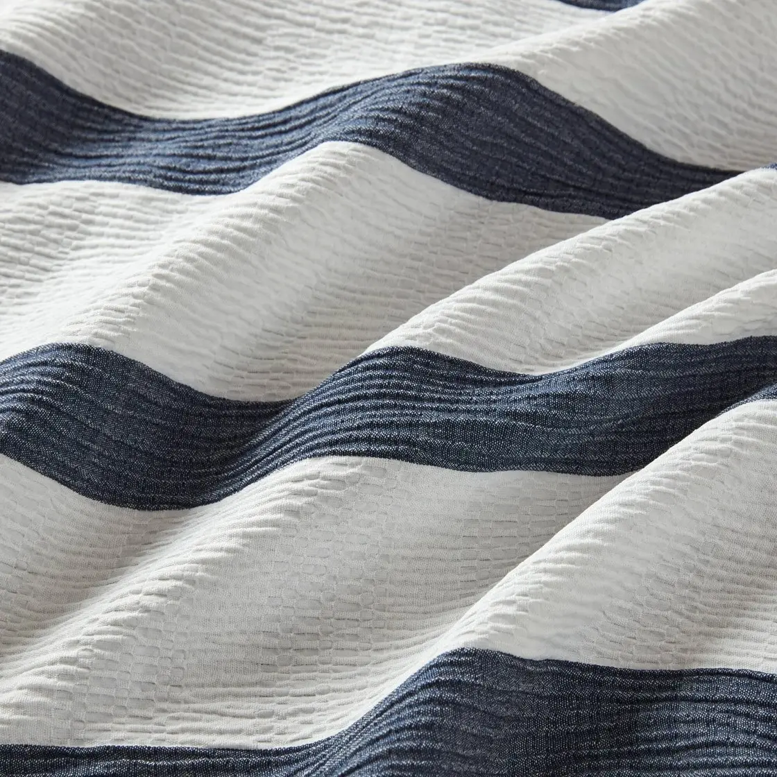 Queen Blue Stripe Comforter 3-Piece Set-6