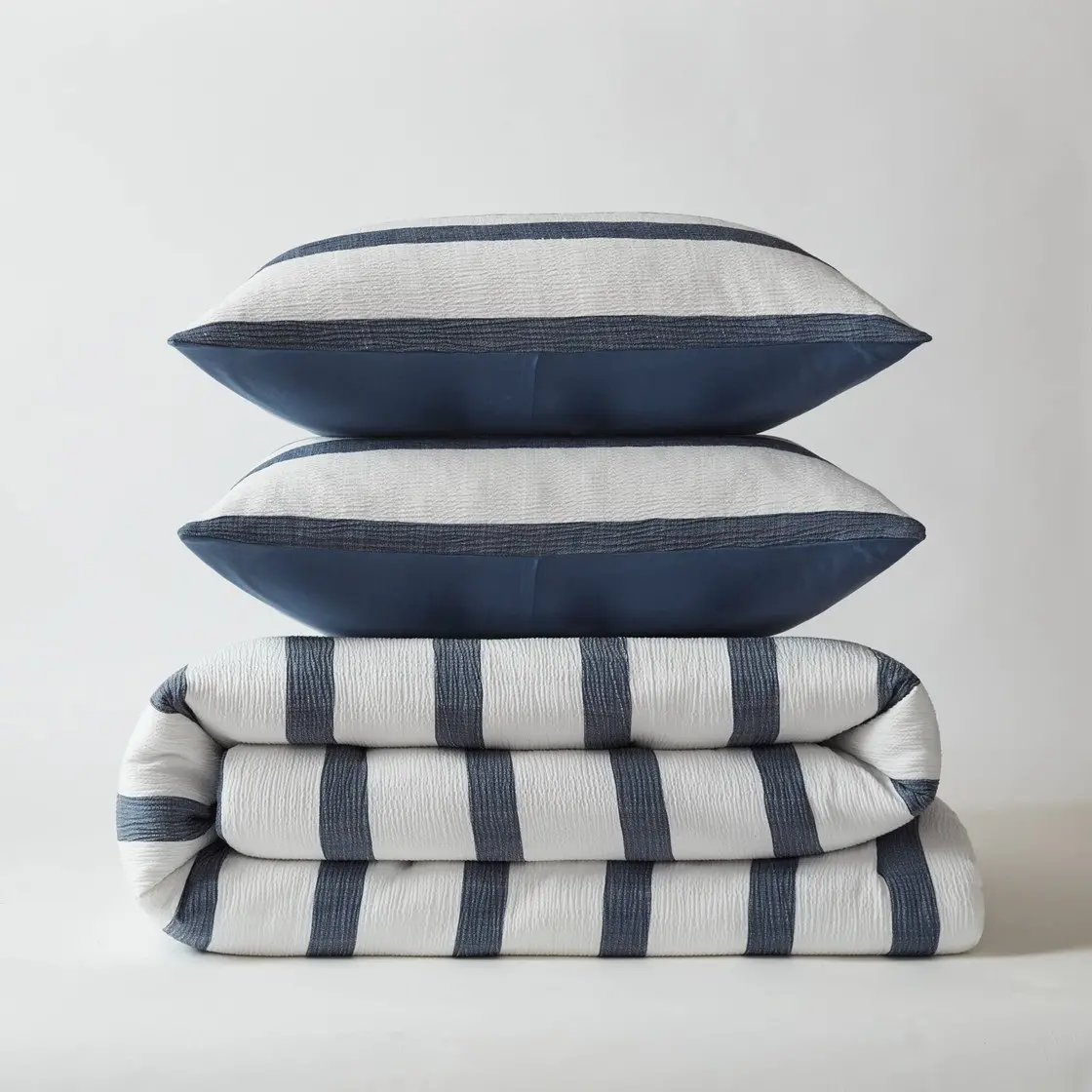 Queen Blue Stripe Comforter 3-Piece Set-7