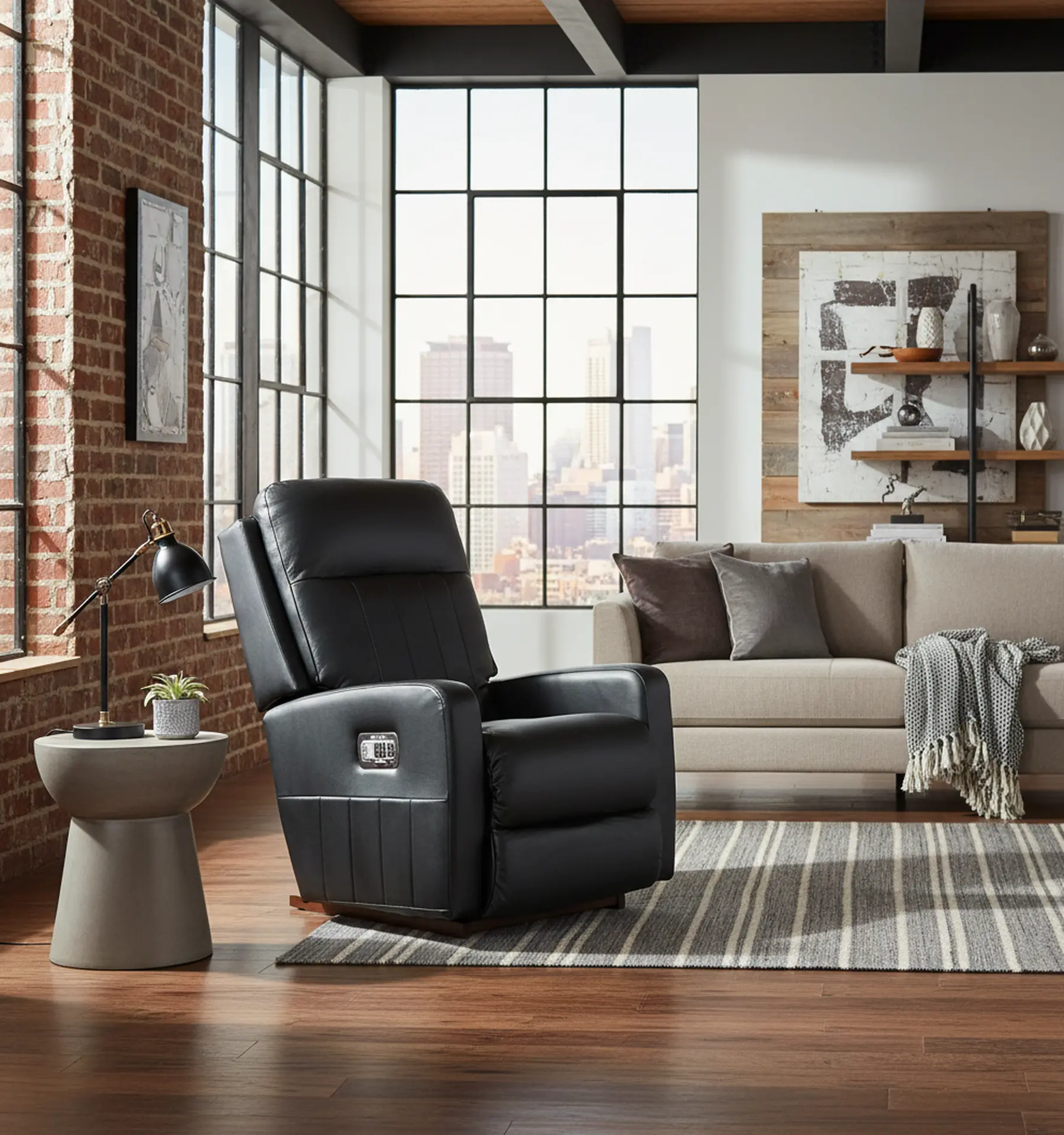 10X-747/LB206150 Finley Onyx Power Rocker Recliner with Adjustable Headrest and Lumbar Support-2