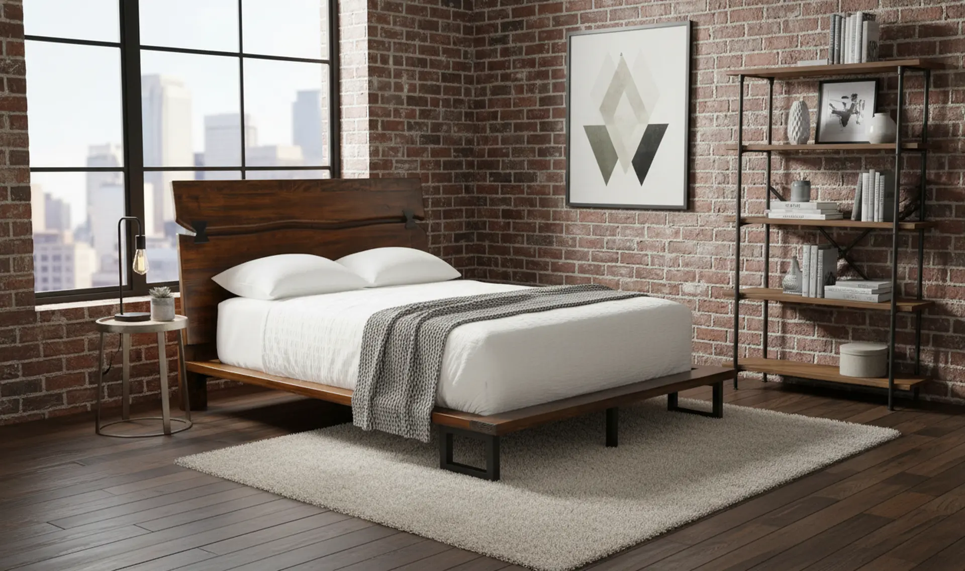 Nativa Brown Live Edge Queen Platform Bed-11