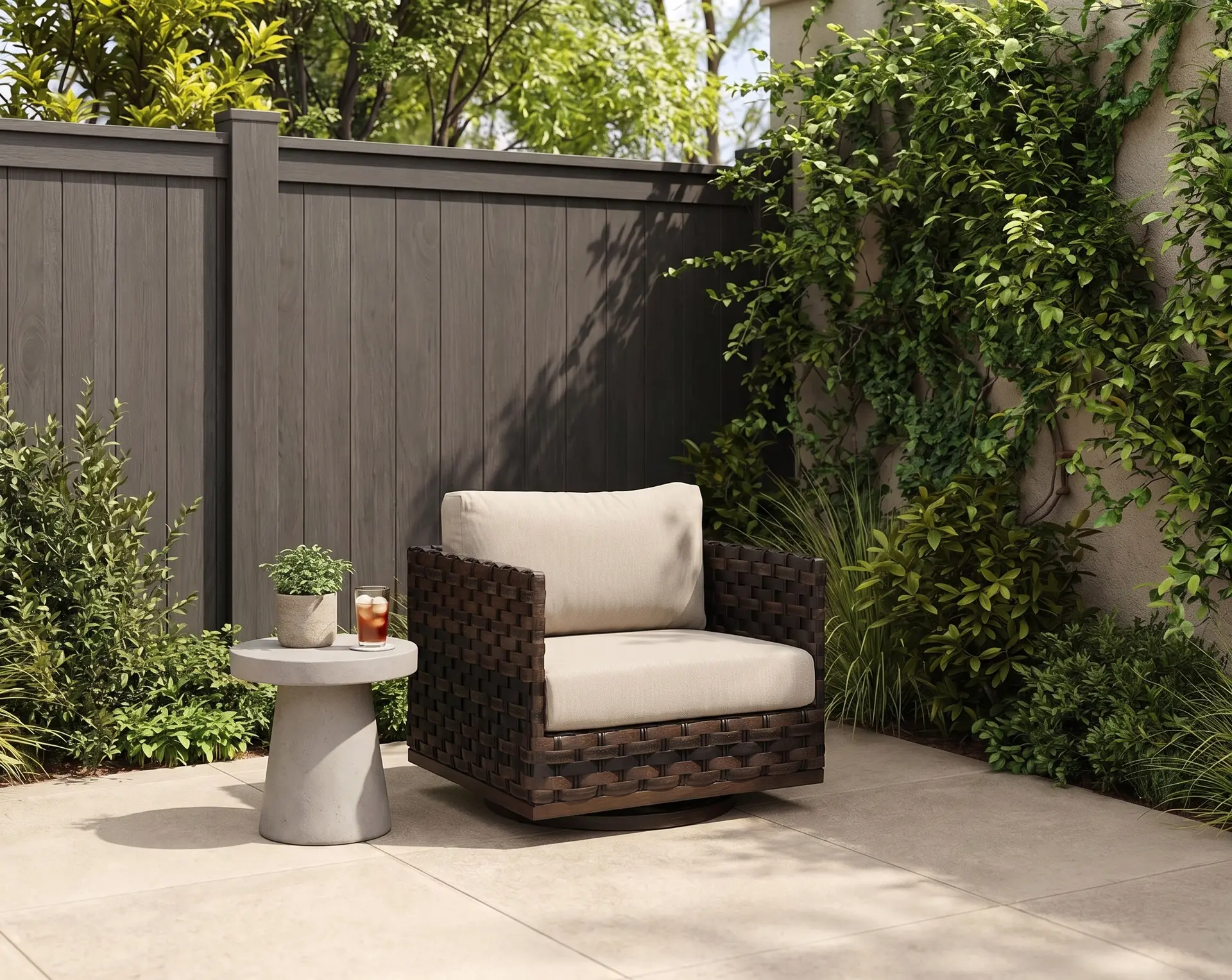 Ellsworth Beige Patio Swivel Lounge Chair-2