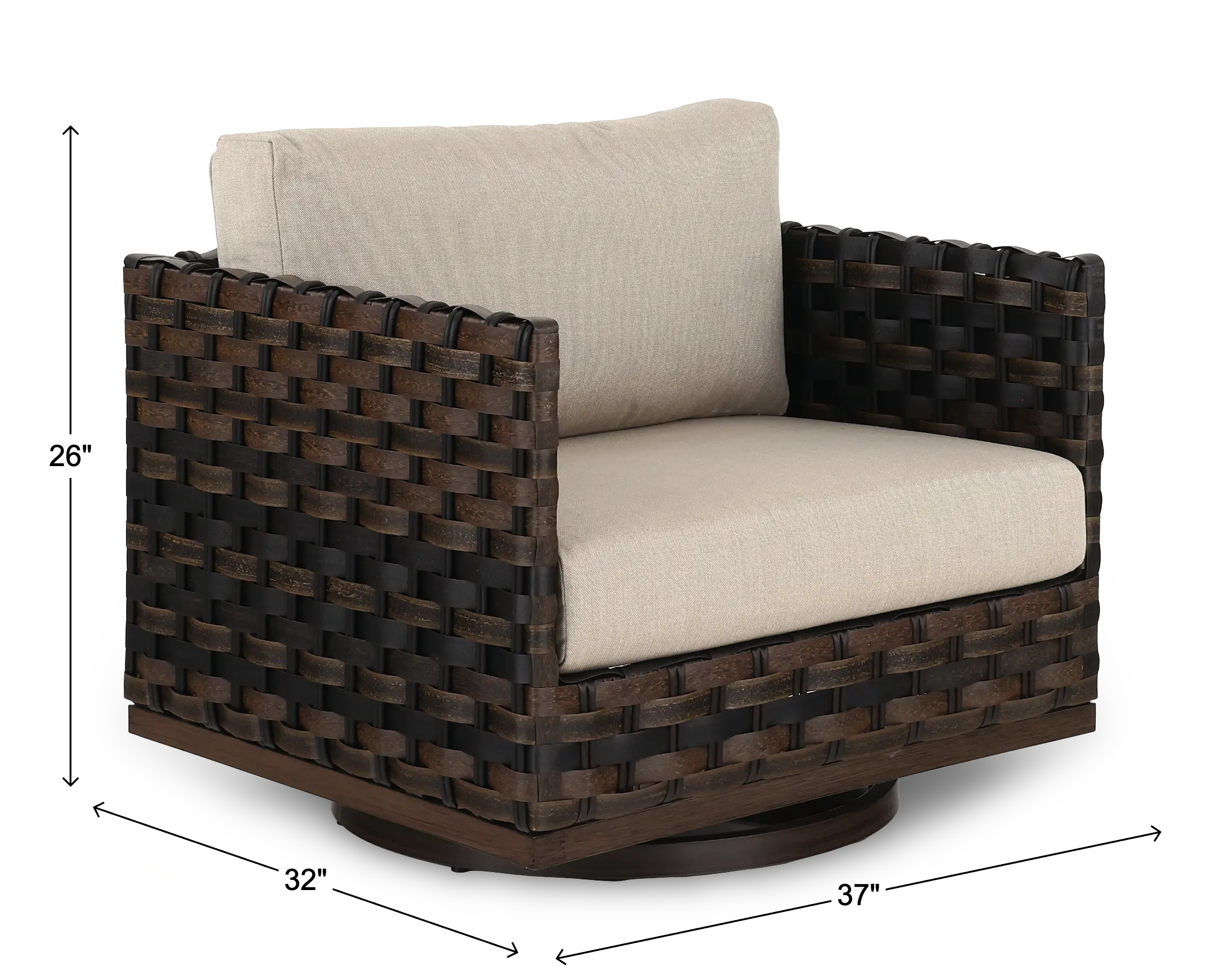 Ellsworth Beige Patio Swivel Lounge Chair-3