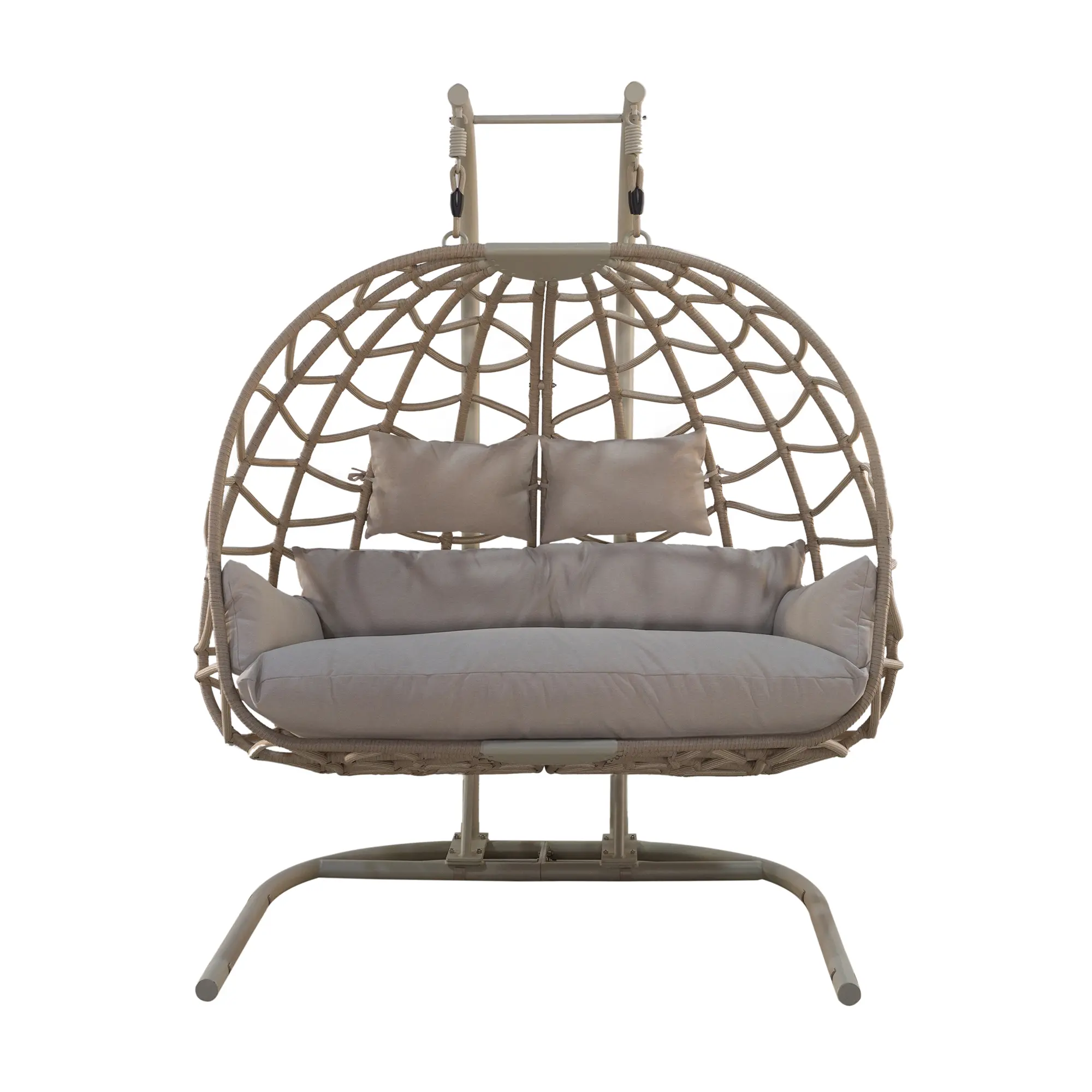 Bew Beige Double Basket Patio Chair-1