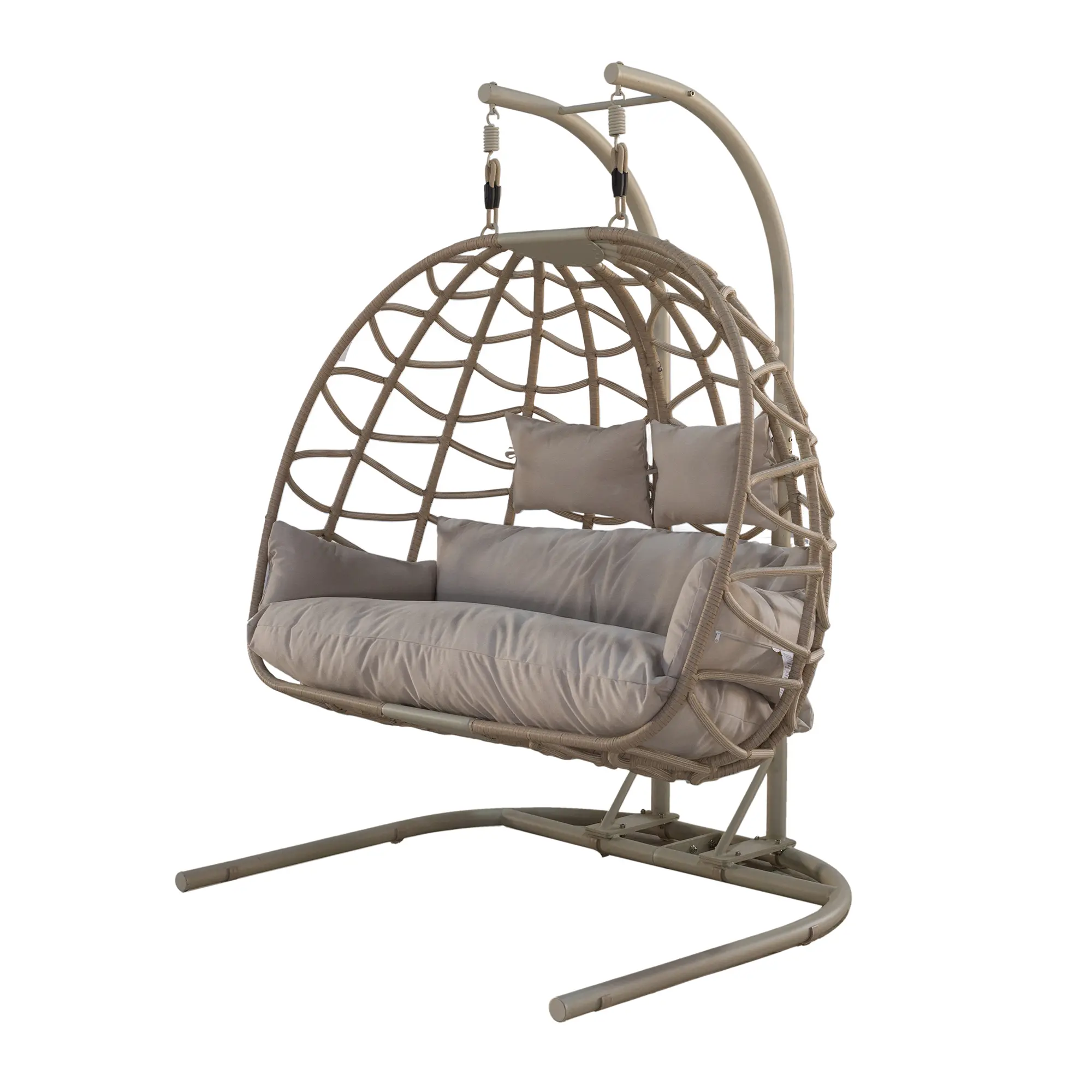 Bew Beige Double Basket Patio Chair-5
