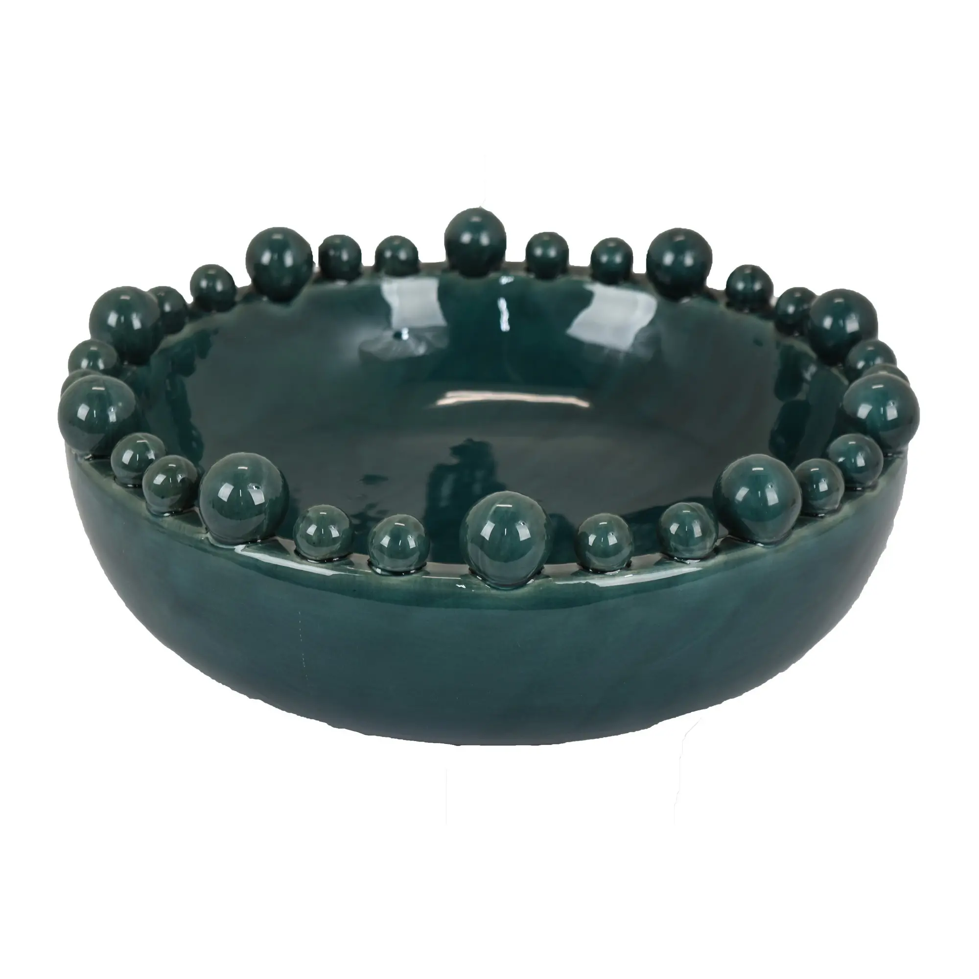 Green Mustard Ceramic Bubble Bowl-1