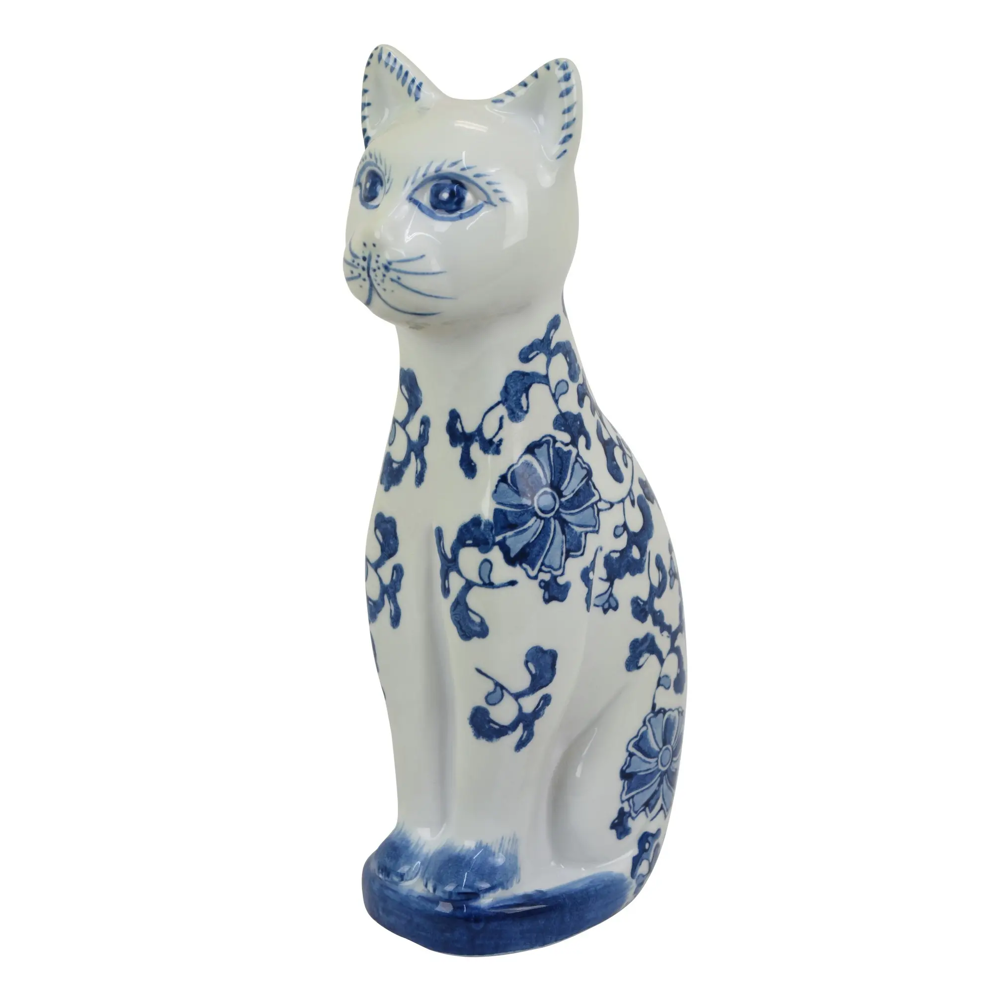 Ceramic Blue and White Cat-1