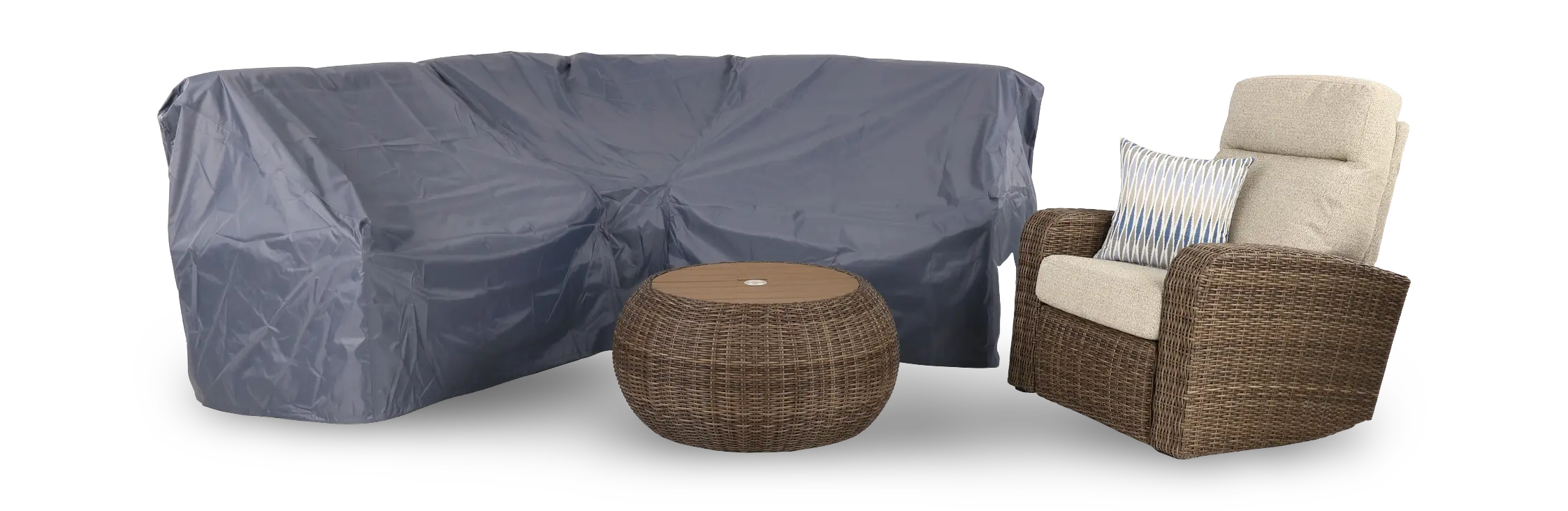 Pebble Beige 3 Piece Patio Sectional with Motion-11
