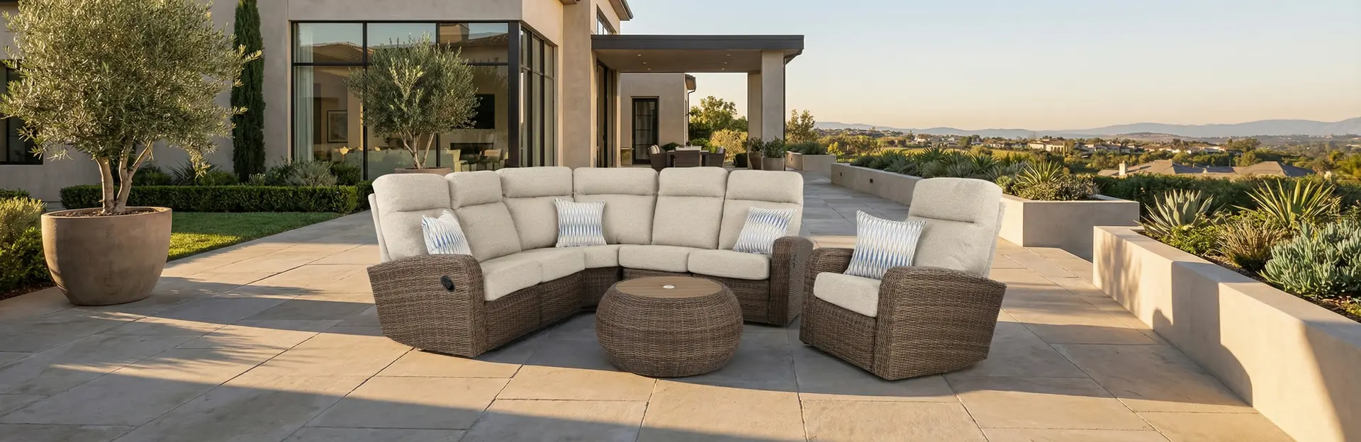 Pebble Beige 3 Piece Patio Sectional with Motion-12