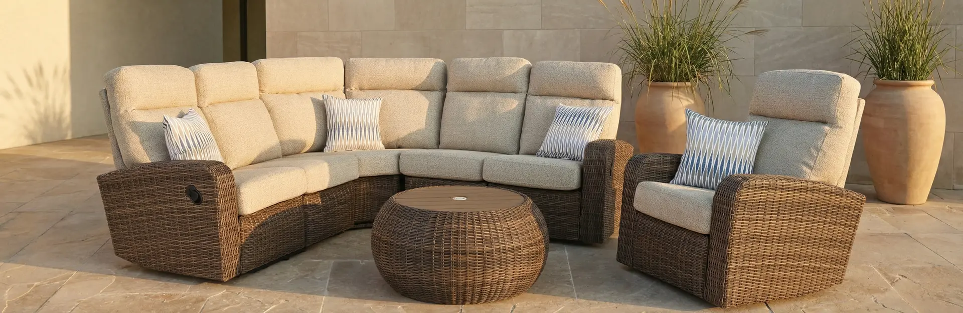 Pebble Beige 3 Piece Patio Sectional with Motion-13