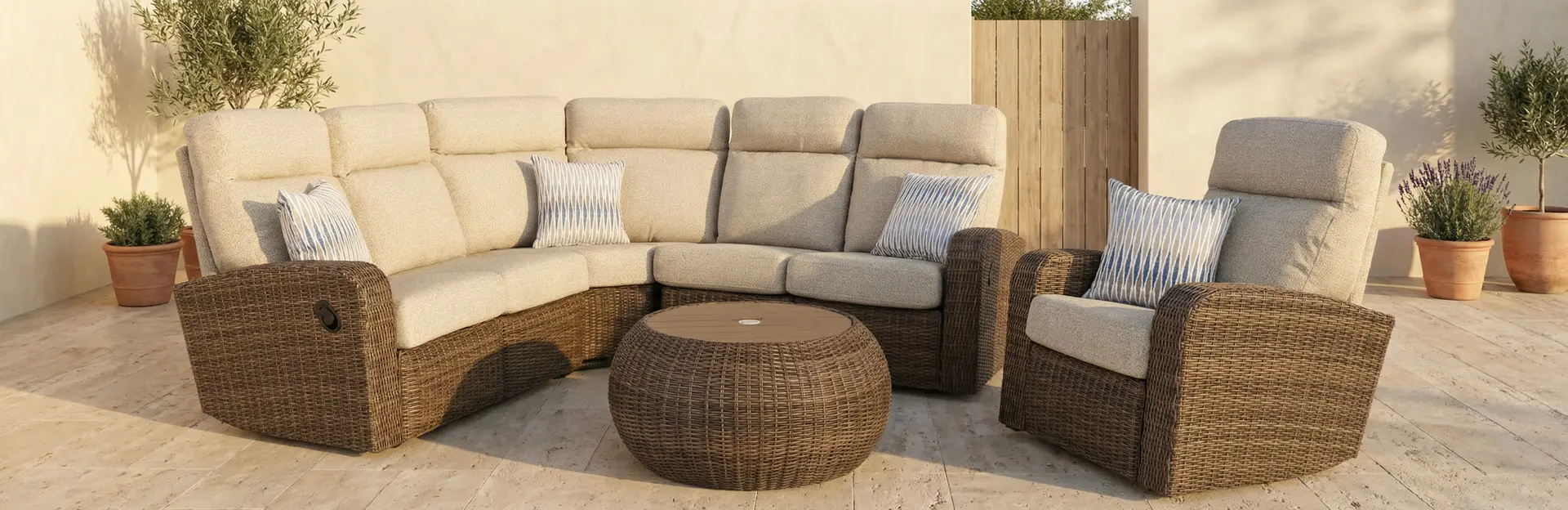 Pebble Beige 3 Piece Patio Sectional with Motion-15