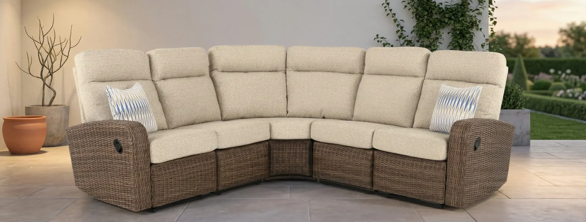 Pebble Beige 3 Piece Patio Sectional with Motion-2