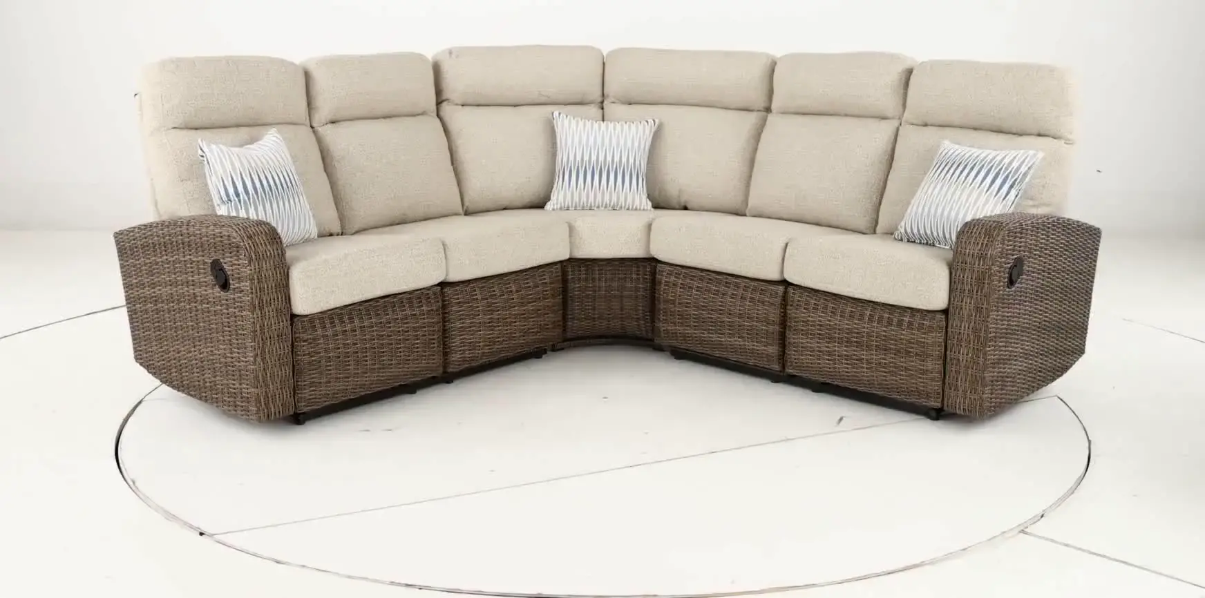 Pebble Beige 3 Piece Patio Sectional with Motion-8