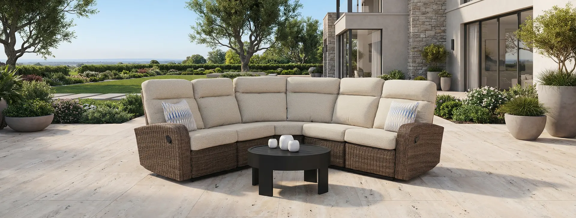 Pebble Beige 3 Piece Patio Sectional with Motion-9