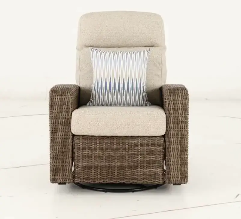 Pebble Beige Swivel and Glide Patio Recliner-11