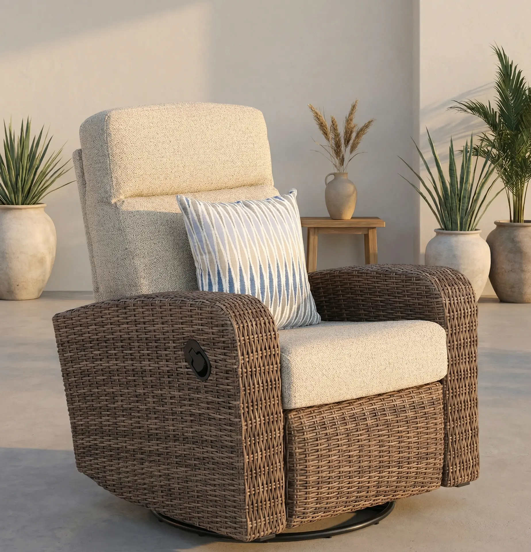 Pebble Beige Swivel and Glide Patio Recliner-12