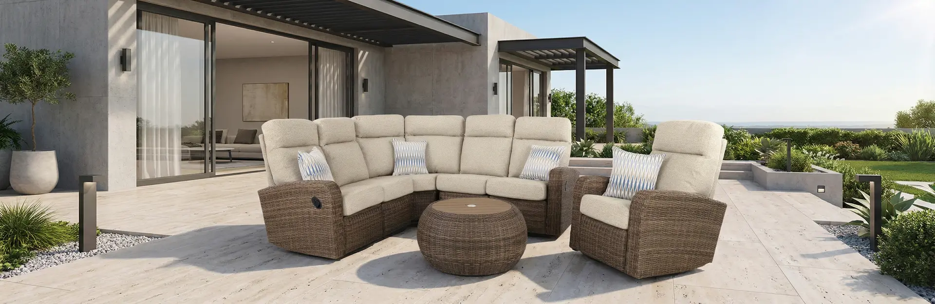 Pebble Beige Swivel and Glide Patio Recliner-15