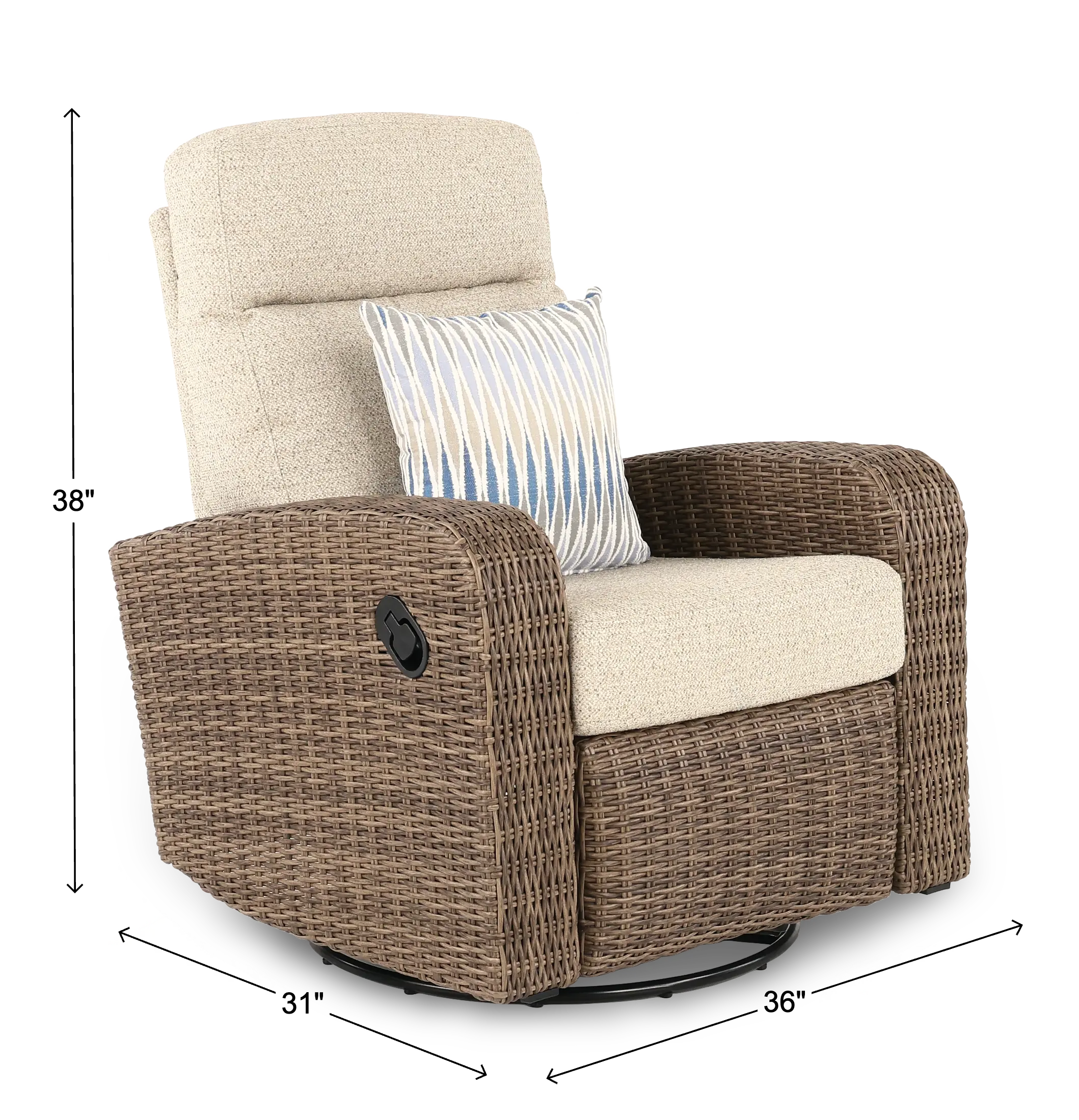 Pebble Beige Swivel and Glide Patio Recliner-3